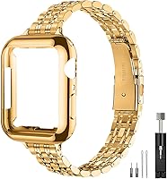 QUNDAXI Slim Stainless Steel Apple Watch Band for Women 38-45mm | Lightweight Metal iWatch Strap Series 1-10/SE Luxury