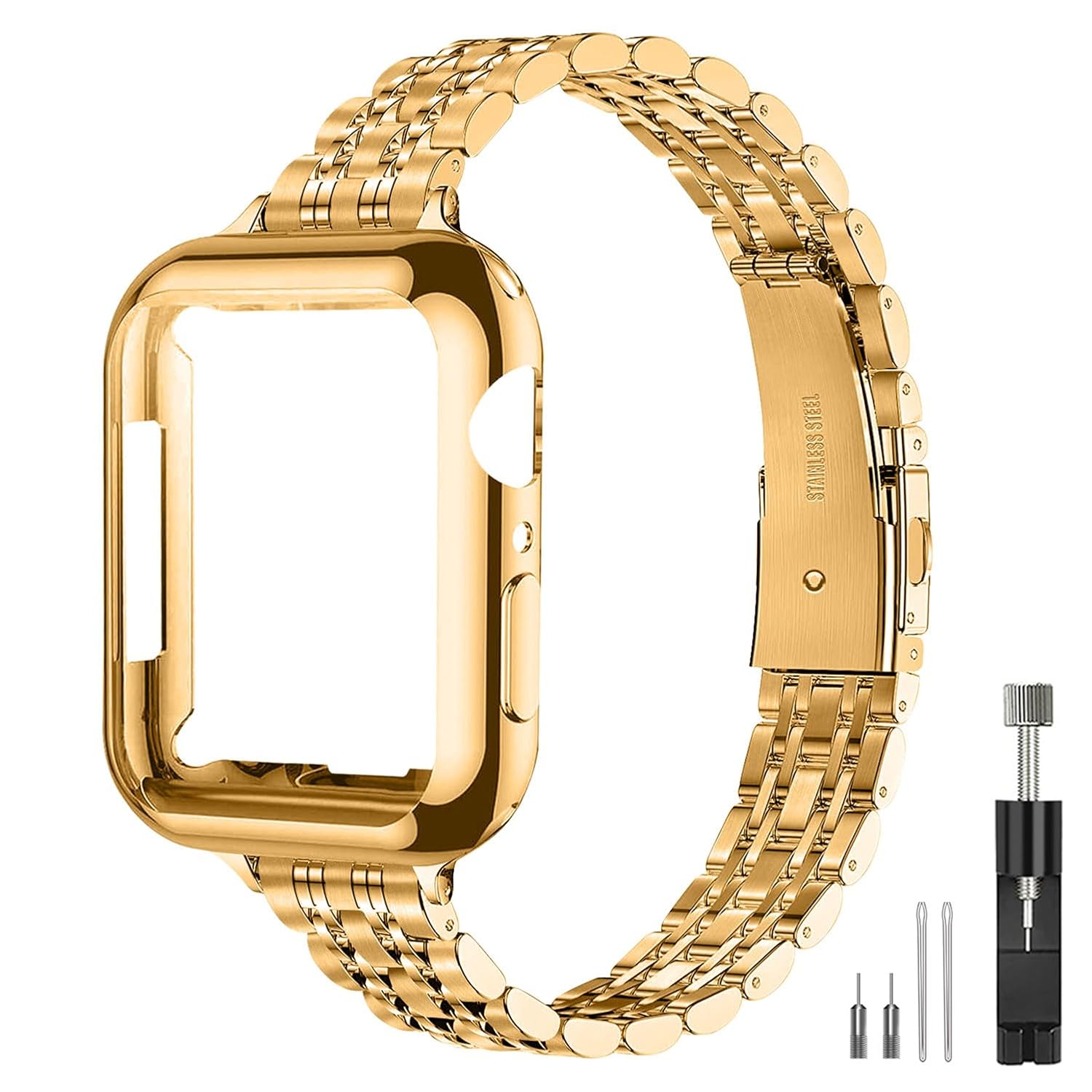 Slim Watch Band Compatible with Apple Watch 41mm 45mm 42mm 44mm 40mm 38mm Metal Stainless Steel Watchband Suitable