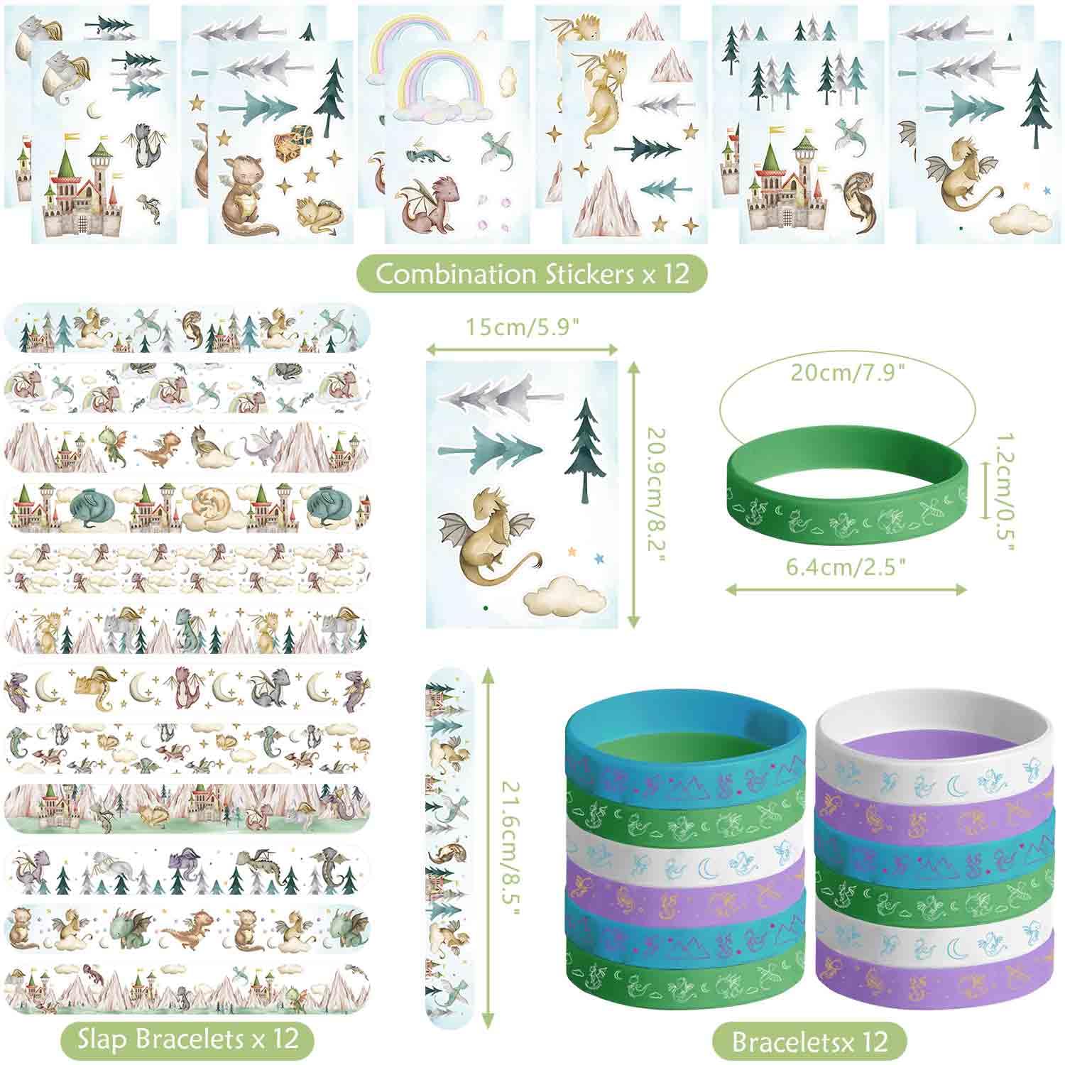 Ywediim Dragon Party Favors, Including Gift Bags , Stickers Badge Slap Bracelets Silicone Wristbands DIY Stickers - Image 2