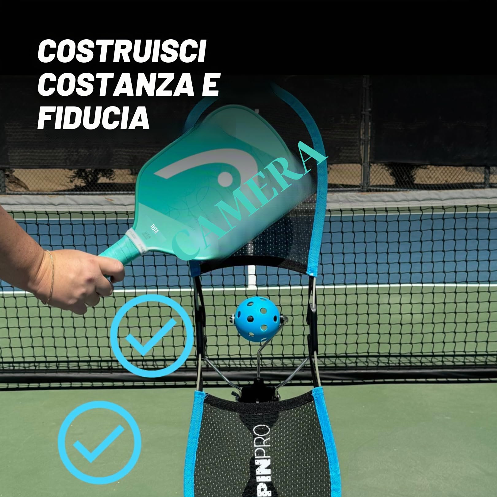 TopspinPro Per Pickleball | Il miglior ausilio di allenamento Topspin per un servizio vicioso e forti colpi di terra | Allenatore di pickleball