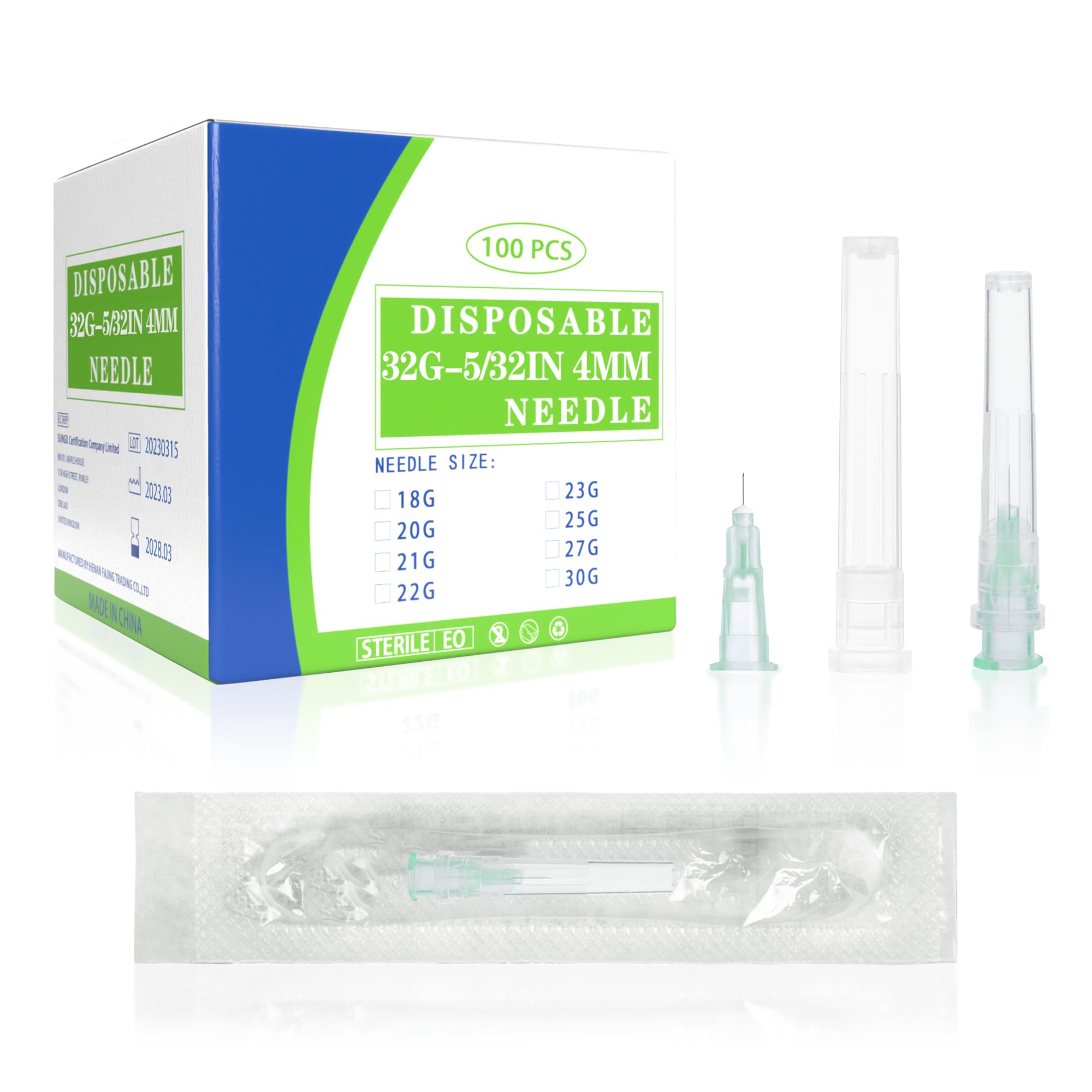 100 Pack 34 Gauge 5/32 Inch Needle, Sterile Luer Lock Needle for Scientific Lab and Industrial Dispensing with Cap, Disposable Individual Package — Amazon image 19
