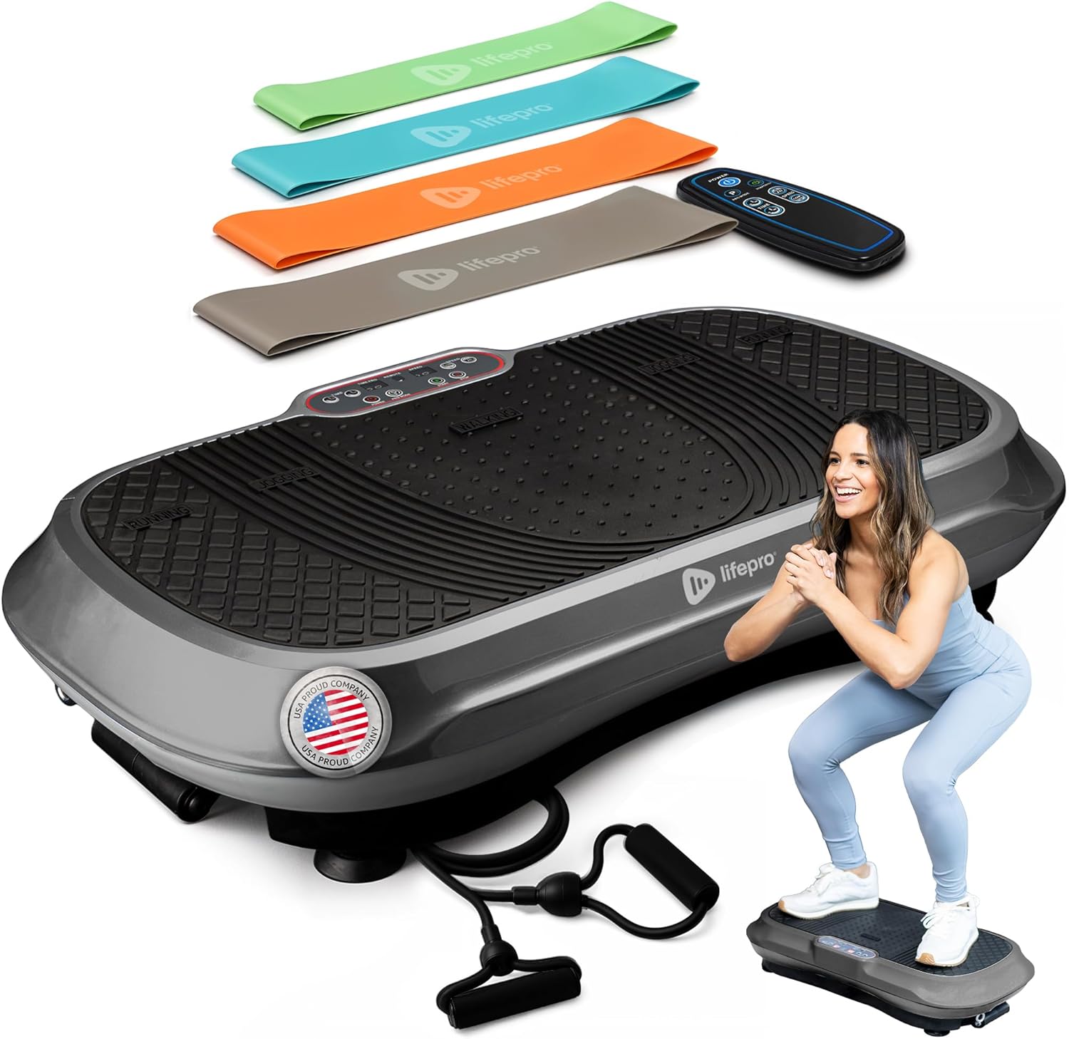 Product image of Lifepro Waver Vibration Plate Exercise Machine for Lymphatic Drainage, Muscle Activation, Full-Body Workout Vibrating Platform with Loop Bands, Fitness Equipment for Strength Toning & Fat Loss