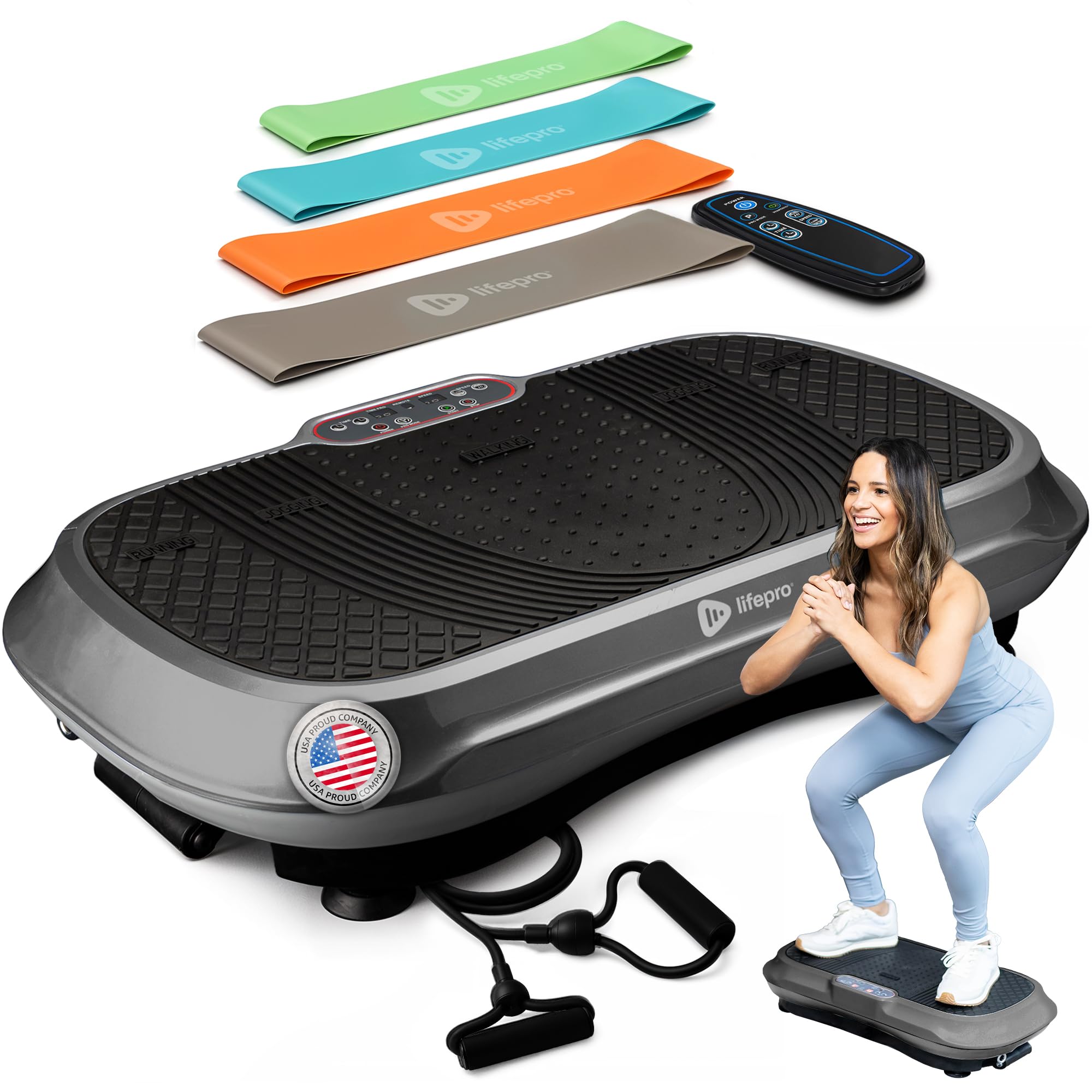Lifepro Waver Vibration Plate Exercise Machine β High-Intensity Vibration for Muscle Activation, Full-Body Workout Vibrating Platform with Loop Bands, Fitness Equipment for Strength Toning & Fat Loss