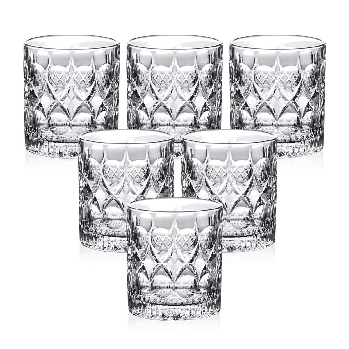 JT ELE GLASSWARE 君彤玻璃 6pcs 285ml Rock Wine Drinking Tumbler 10.0OZ Liqueur Angelica Design Glass Tableware Transparent Clear Glass Cup Water Juice Tumbler