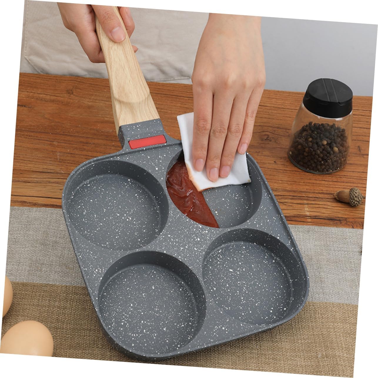 PRETYZOOM Egg Frying Pan Handle Nonstick Cookware for Breakfast for Frying Eggs Pancakes and Burgers Easy to Clean and Store