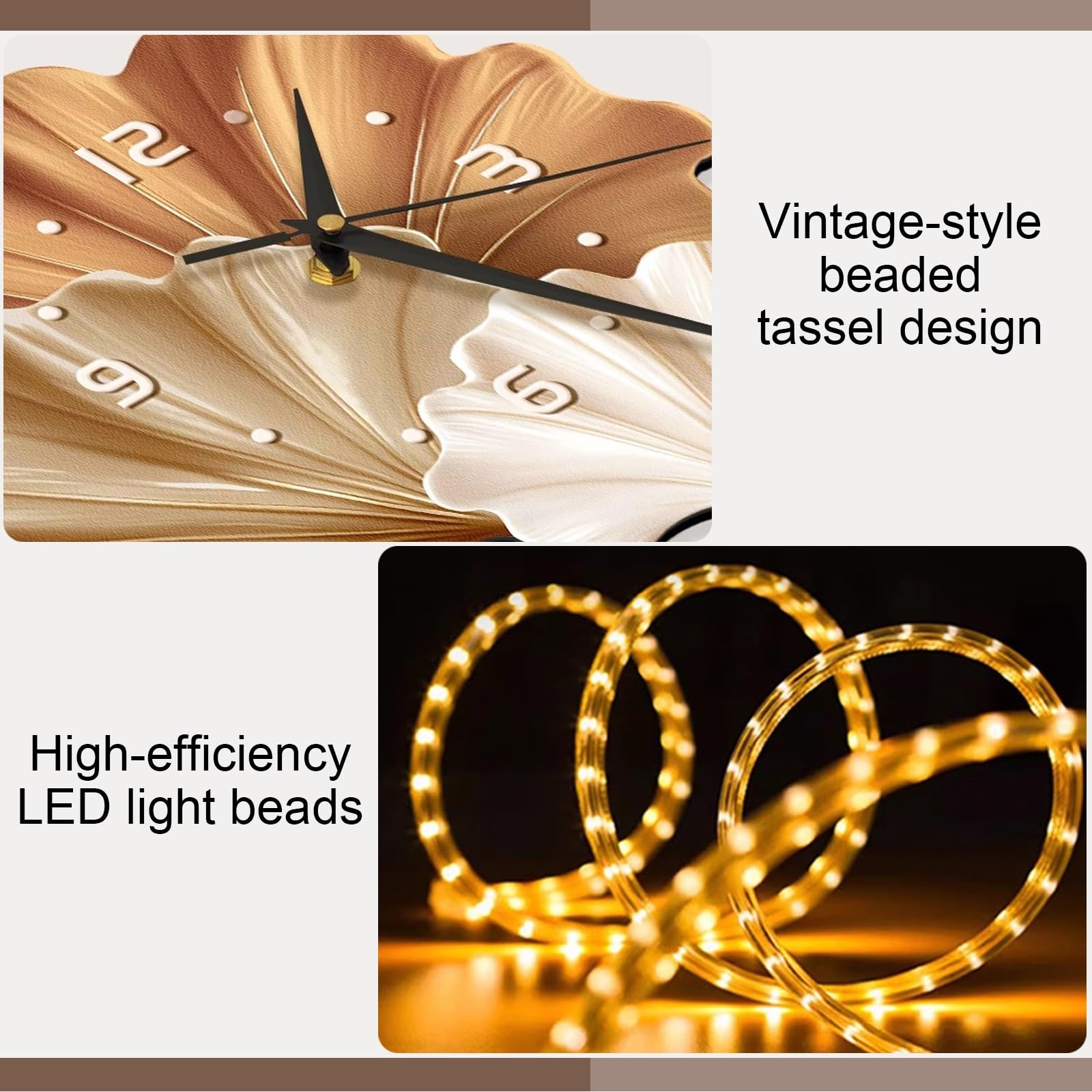 Precioso Reloj de Pared con luz LED, Reloj de Pared Decorativo de Porcelana y Cristal, Ideal para Tiendas, oficinas y Salones(Gray,60 * 60cm/2.6 * 23.6in)