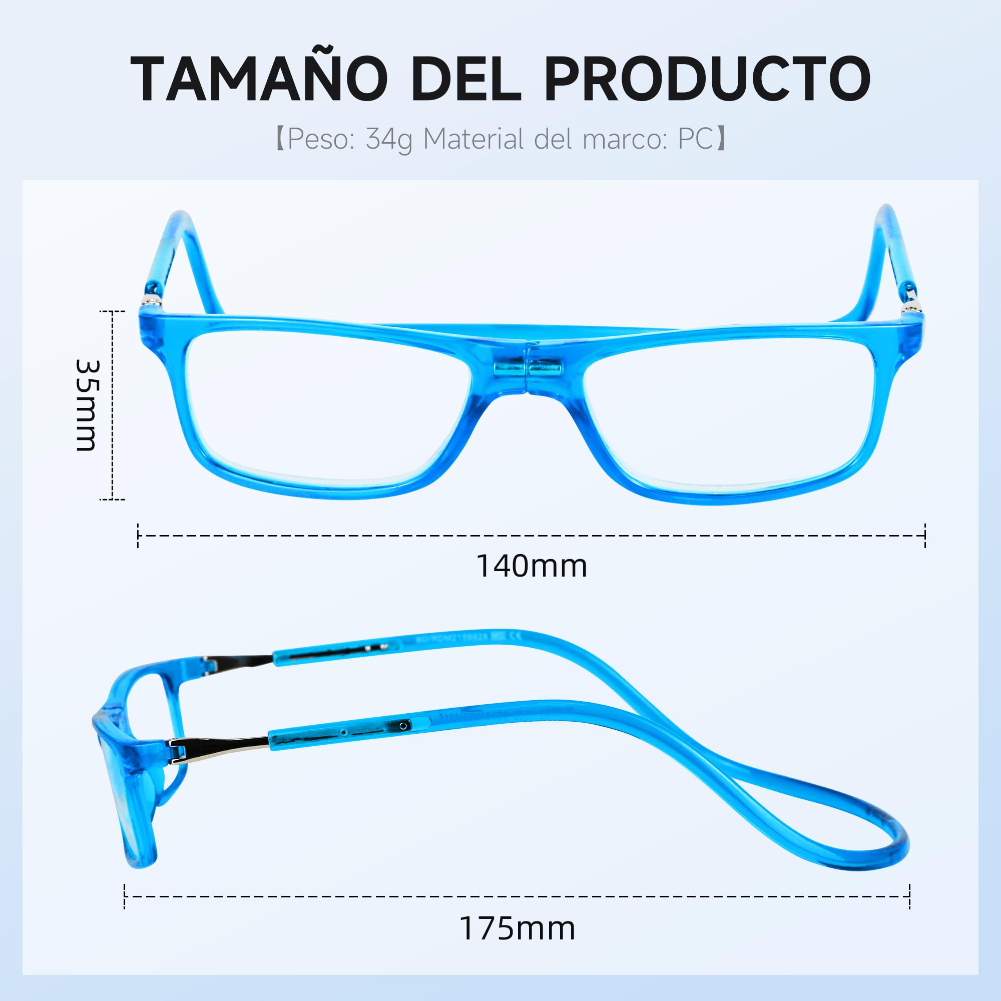 NEW VISION Gafas Presbicia Hombre 5 Pack, Gafas de Presbicia Cierre Imán, Longitud Ajustable, Gafas De Lectura para Hombre y Mujer, NV2904 (5COLORI, 2, X)