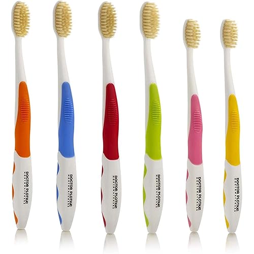 MOUTHWATCHERS Soft Flossing Toothbrushes, Value Family Pack, 4 Adult & 2 Kids, Ultra Clean Manual Toothbrush Set for Sensitive Teeth & Gums, by Dr. Plotka, Assorted Colors