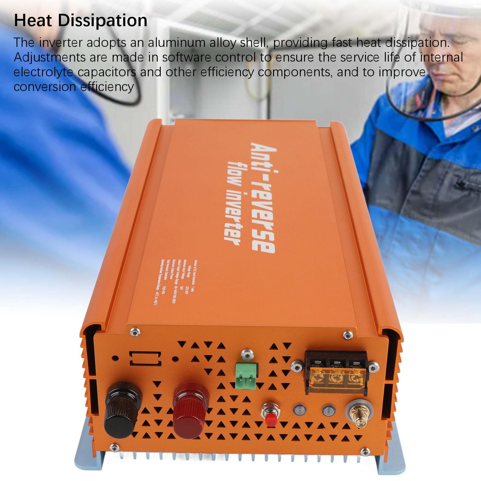 Generic Generic Potente Micro Inverter per Collegamento a Rete Solare da 1200 W con Monitoraggio MPPT, Funzione Anti-inversione di Flusso per Sistemi Solari Domestici, Ideale per il Monitoraggio