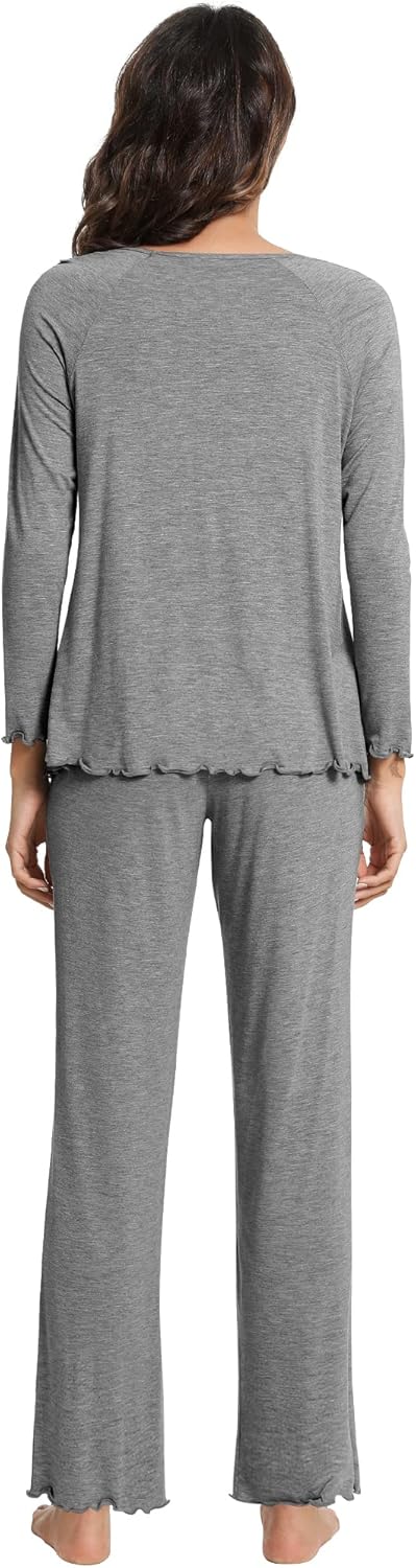 WiWi Viscose from Bamboo Pajama Sets for Women Super Soft Pjs Short Sleeve with Pants Cooling Sleepwear Loungewear S-XXL - Image 2