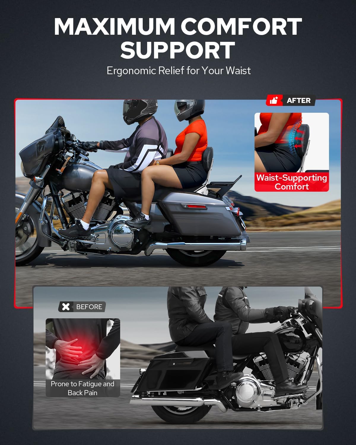 Benlari Passenger Backrest Sissy Bar, Detachable Quick Release Sissy Bar Backrest Fit for Harley Davidson Street GlideElectra Glide Road Glide Road King 2009-2024, Chrome (Chrome)