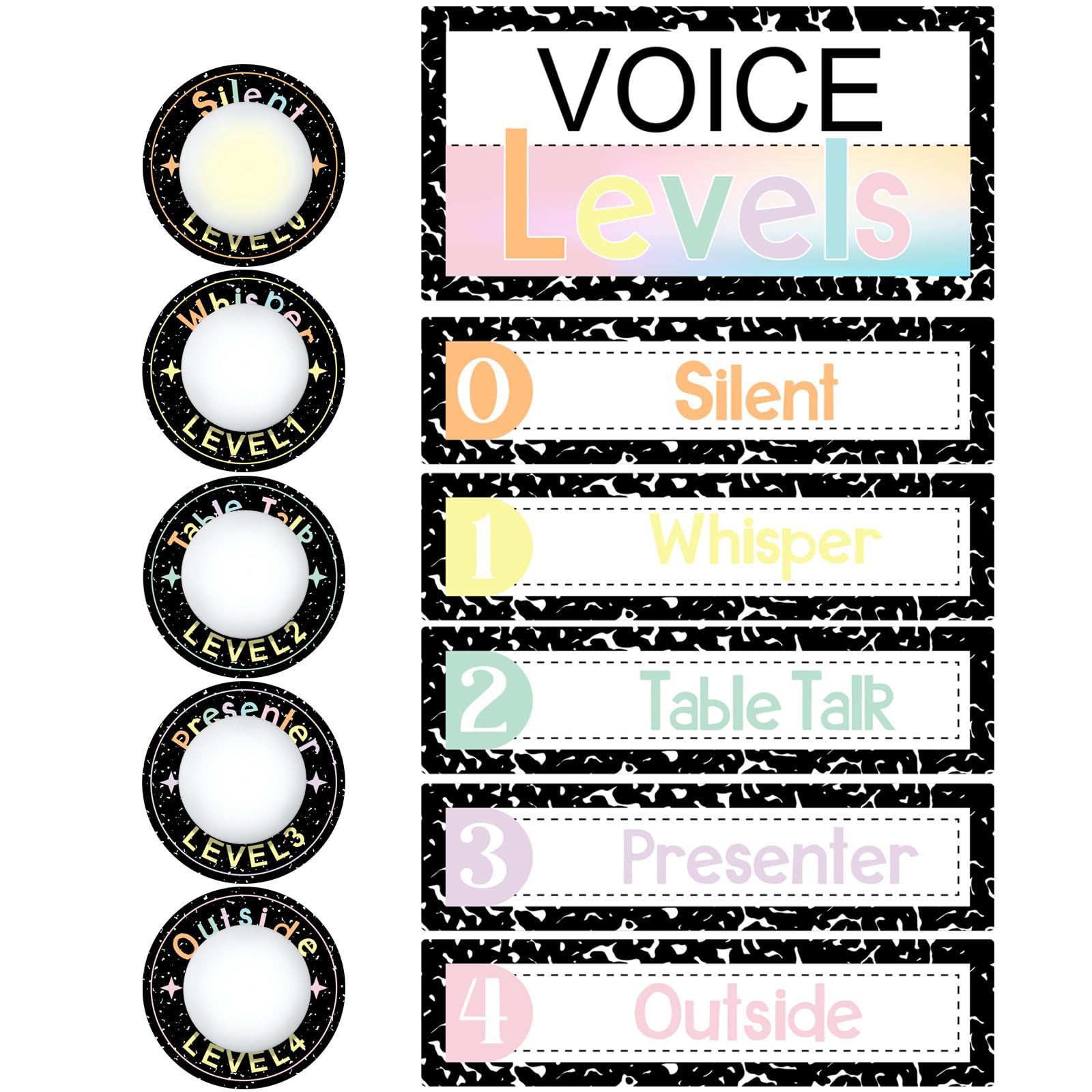 Glooglitter 5 Pcs Voice Levels Push Light Back to School Supplies,6 — image 1