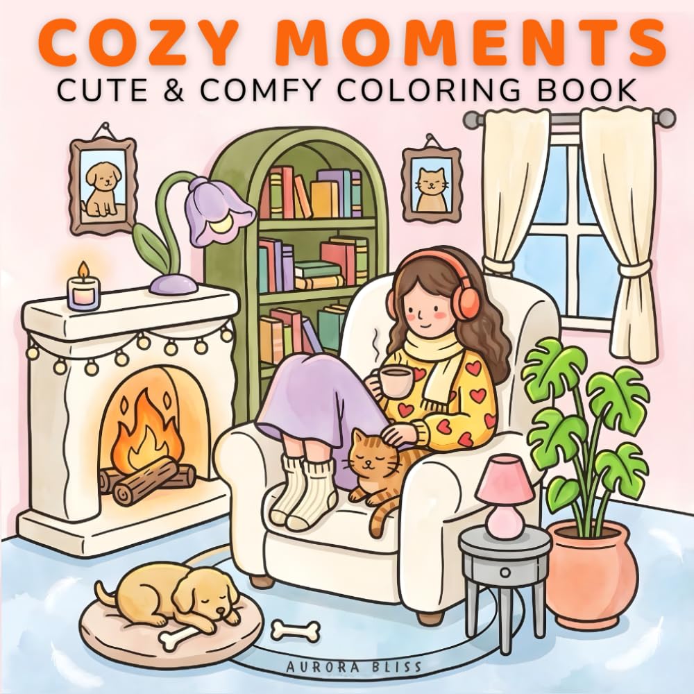 Cozy Moments: Cute & Comfy Coloring Book for Adults and Teens Featuring Cozy Everyday Moments for Relaxation and Stress Relief (Comfy Space Series)