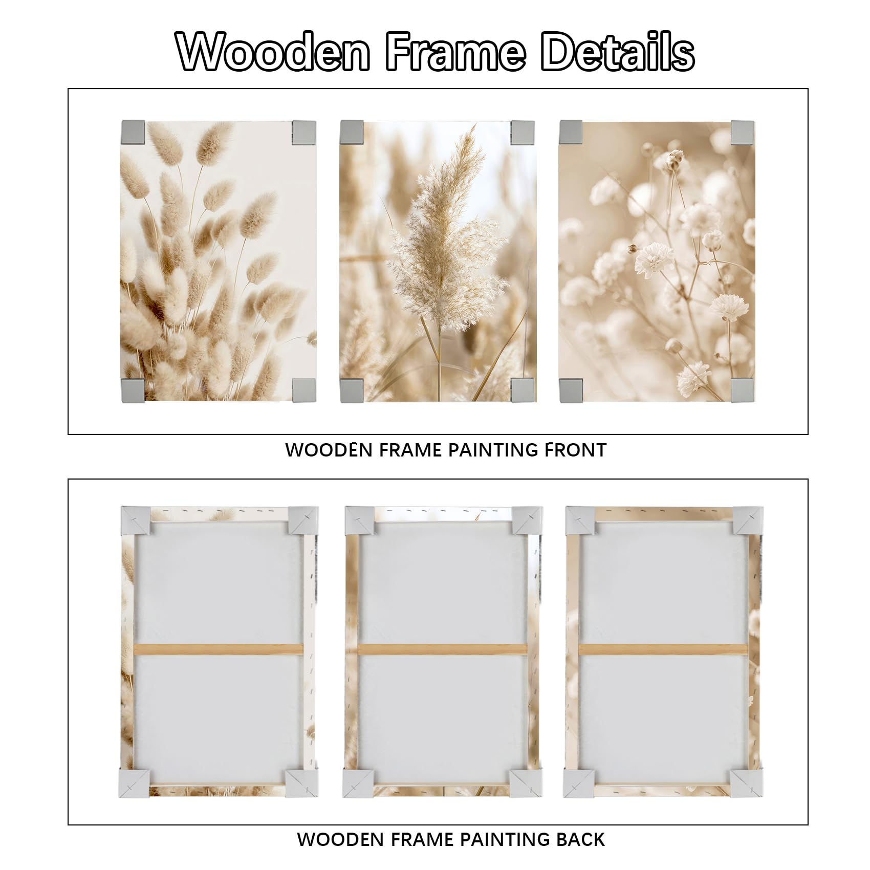 3 Pcs Wooden Framed Canvas Wall Art Set Bohemian Sage Green Canvas Prints Poster Geometric Line Beige Green Pictures for Living Room Bedroom Dinning Room Hallway Stairs Wall Decor 30x40cm x3pcs — view 255