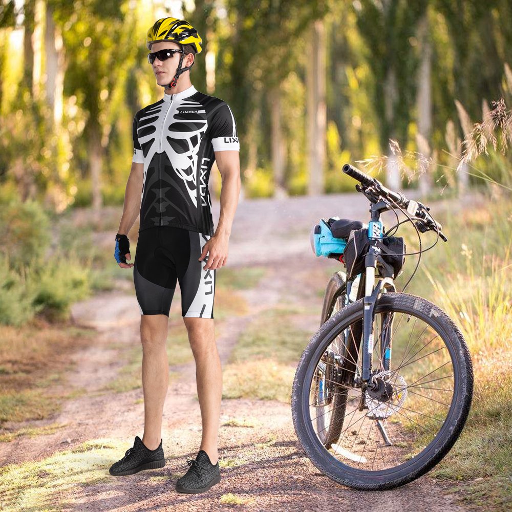 Lixada Hommes Femmes Cyclisme Maillot à Manches Courtes + Cuissard de 3D Padded Short Respirant