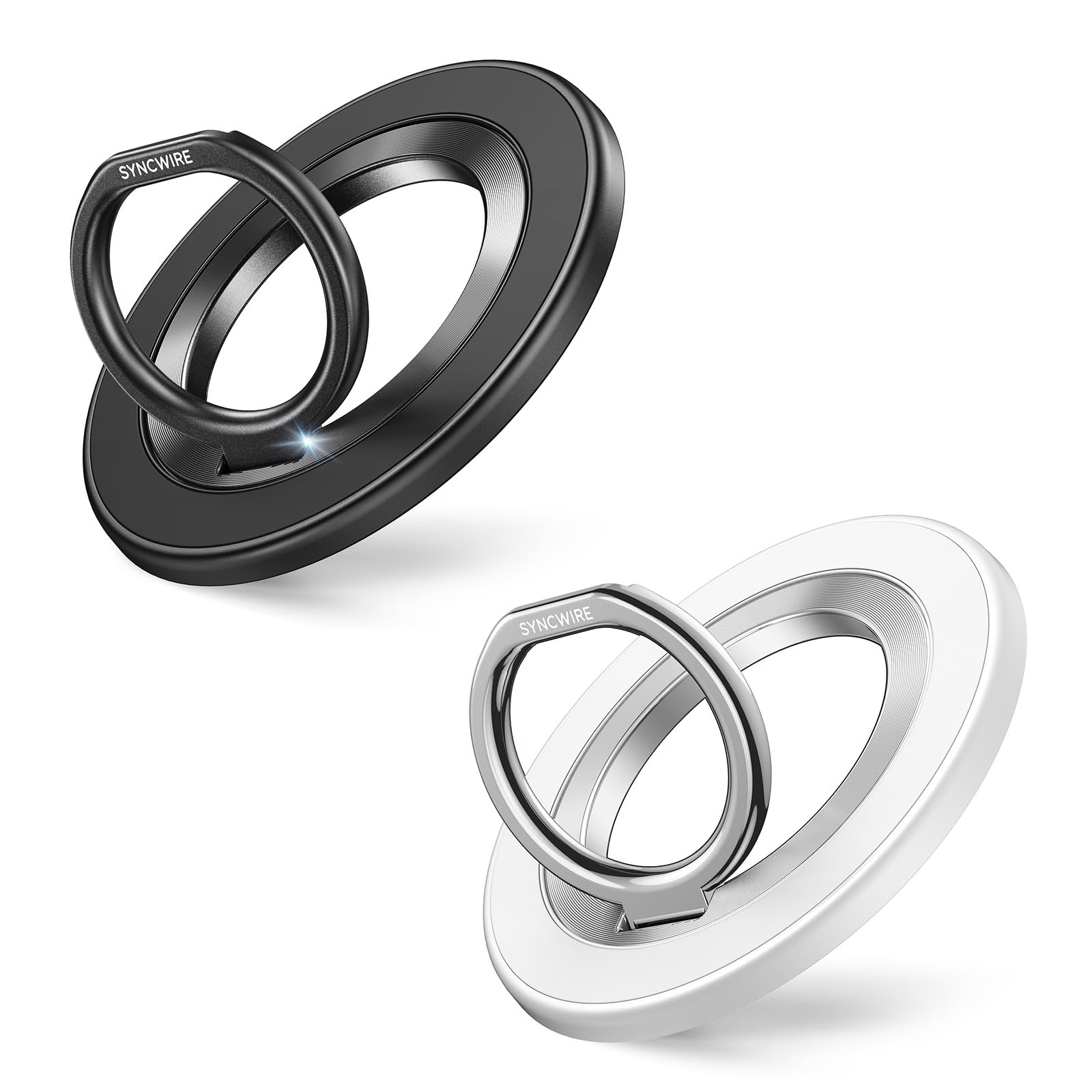 SYNCWIRE Handy Ring Halterung Magnetisch für MagSafe Ring[2 Stück] -360 Grad Drehung Handy Griff Halter Fingerhalter für Mobiltelefone der iPhone-Serie, Smartphone mit Metallplatte(inbegriffen)