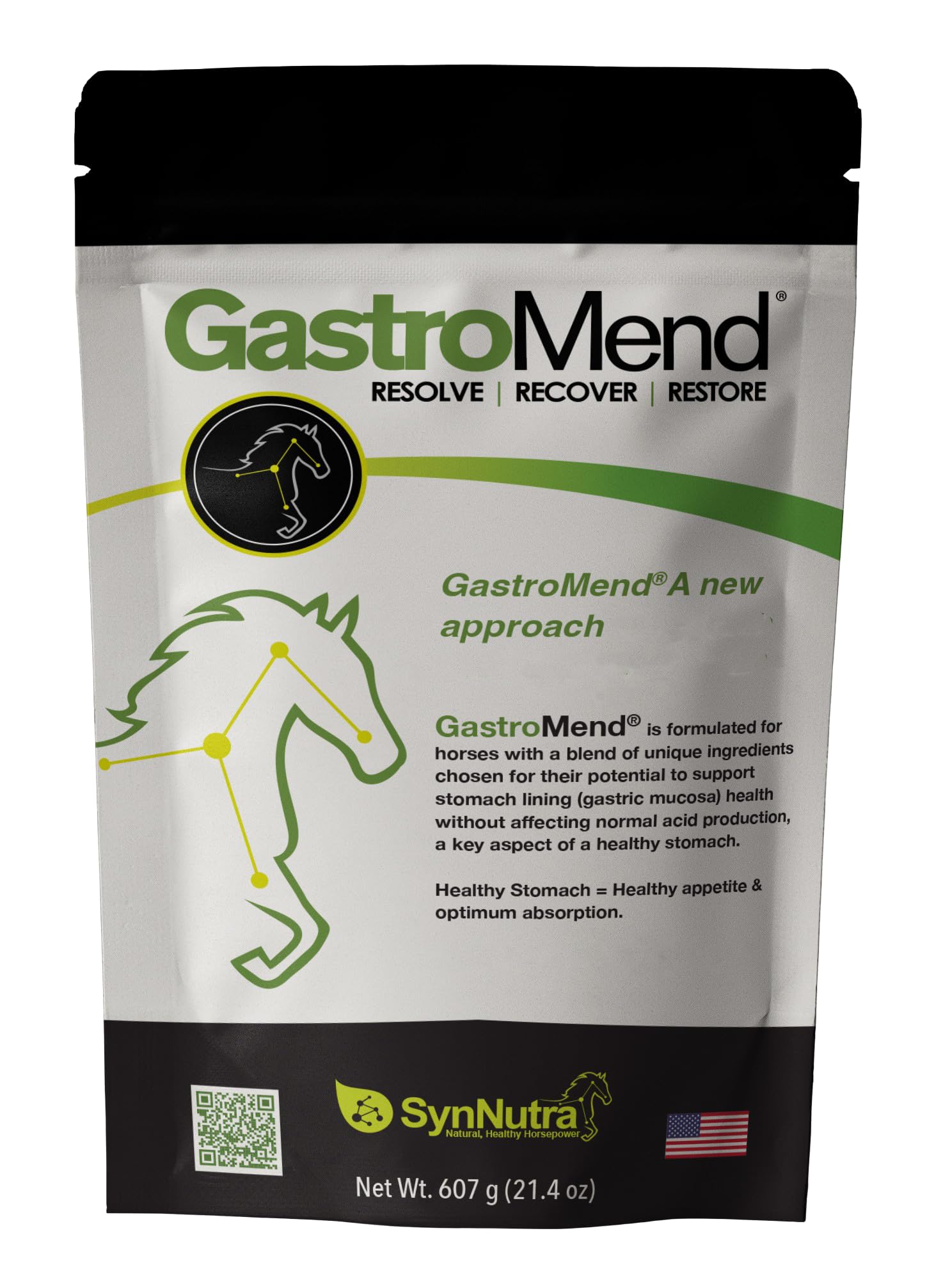 GastroMend® Digestive Support Supplement for Horses, Promotes Healthy Stomach Function, Helps Maintain Healthy Mucosa, Natural Ingredients, Show-Safe, 60 Doses
