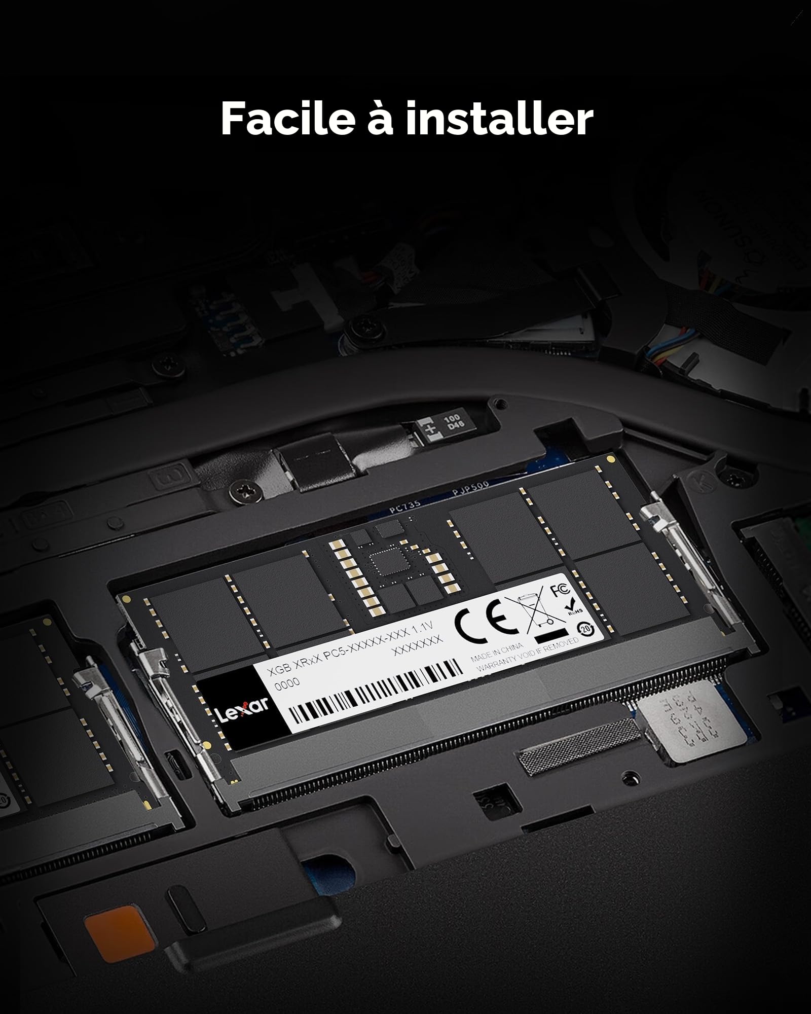 Lexar Mémoire RAM SODIMM 32Go DDR5 5600 MHz CL46 262 Broches pour Ordinateur Portable Haute Performance DRAM So-DIMM pour Ordinateur Portable Tout en Un Intel NUC Mini-PC, AI, 1,1 V, CL46-45-45-90