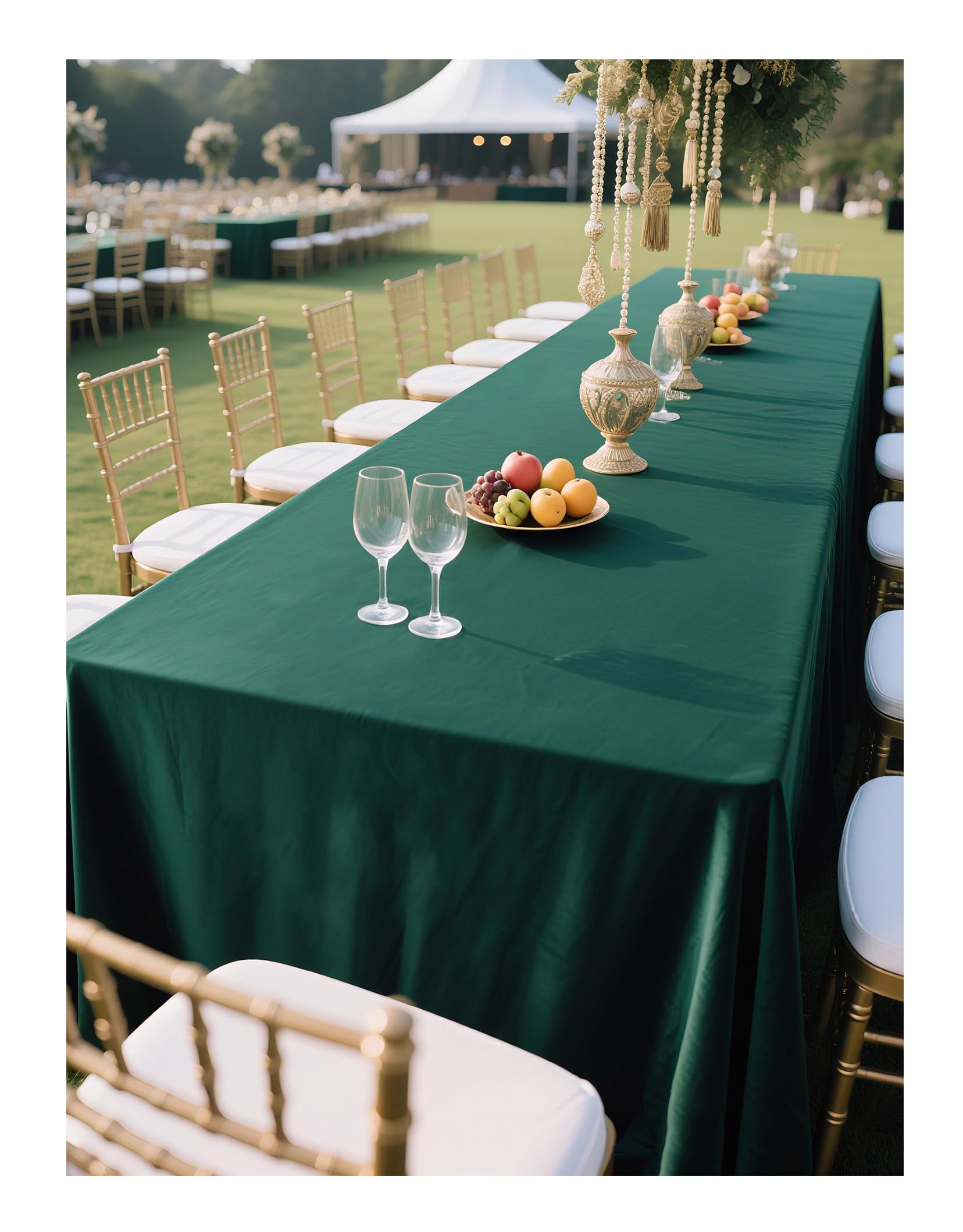 Tovaglia rettangolare Tovaglia decorativa per tavolo da pranzo Adatta per compleanni, eventi aziendali, feste natalizie e matrimoni Verde scuro 200 * 300cm