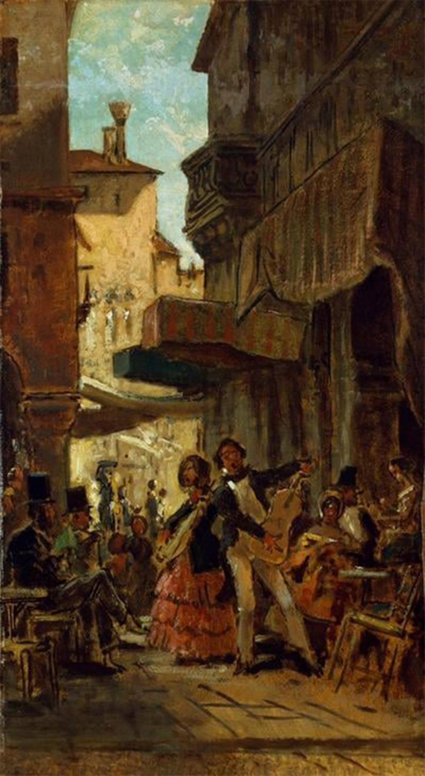 SERENDIPITP Vintage Picture Print on Canvas Wall Art Poster Italian street singer by Carl Spitzweg Artwork Print Poster for Wall Decor 60x90cm