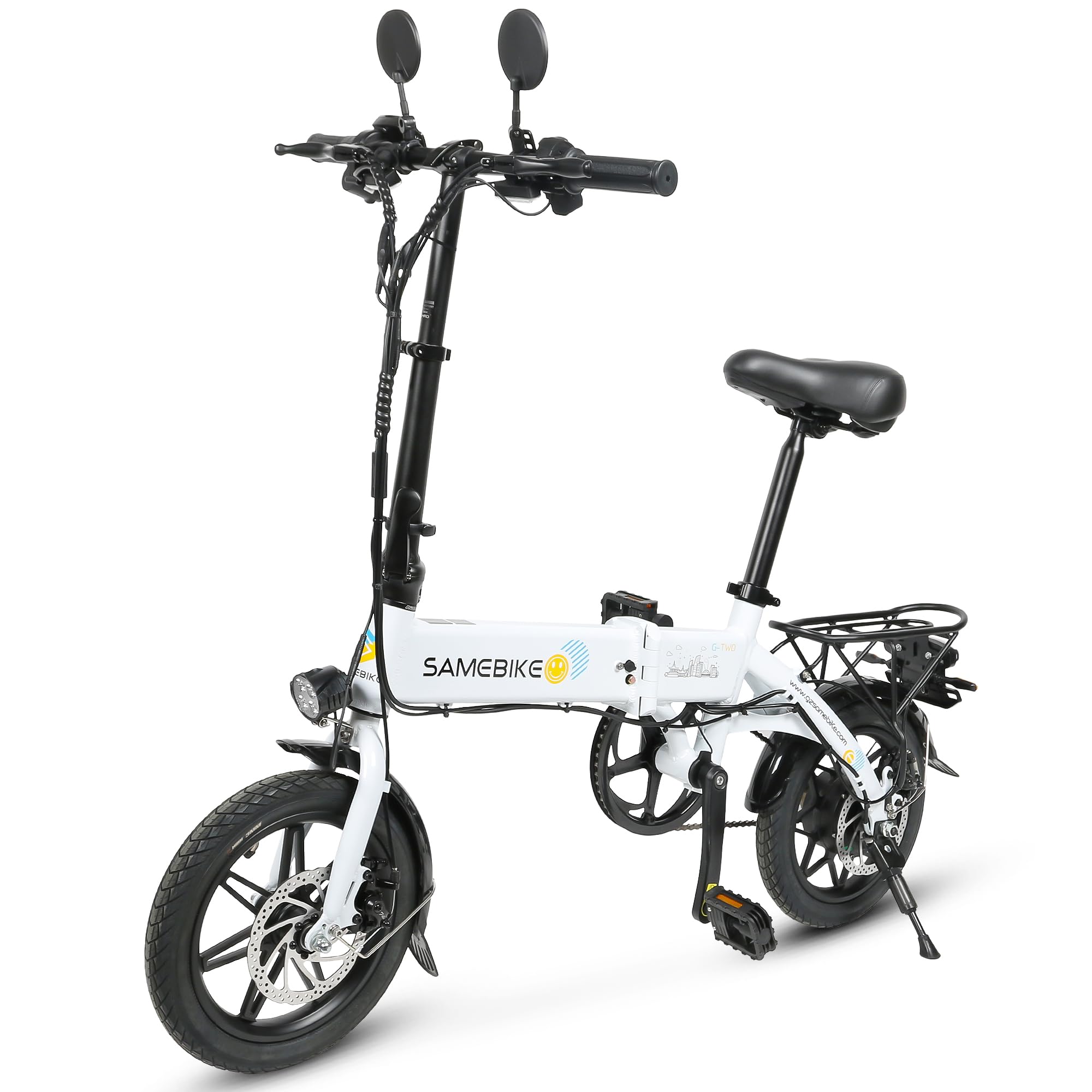 SAMEBIKE Bici Elettrica 14", Batteria al Litio 36V 7.8AH, Autonomia 60KM, E-bike Piegevole con Display LCD, Doppi Freni a Disco, Motore 250W per Pendolari Urbani, Leggera e Portatile