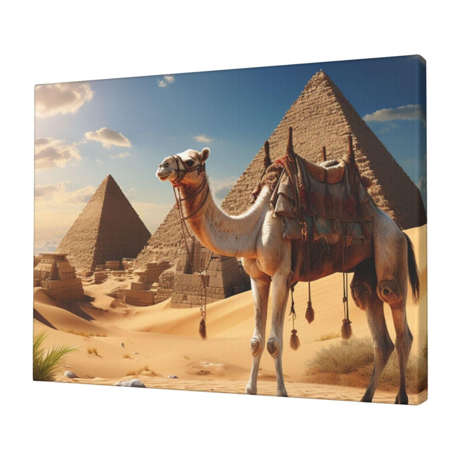 FodPand Canvas Wall Art for Living Room Wall Decor 12"x16" Modern Artwork Painting Pictures Hanging Canvas Prints Camel Desert Aesthetic Wall Art for Bedroom Bathroom Office Wallart Decor