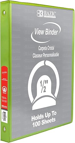 Vista 36 de BAZIC Products Carpeta organizadora de 3 anillas de 1/2 pulgada con vista económica, color negro, anillo redondo, capacidad para 100 hojas de papel