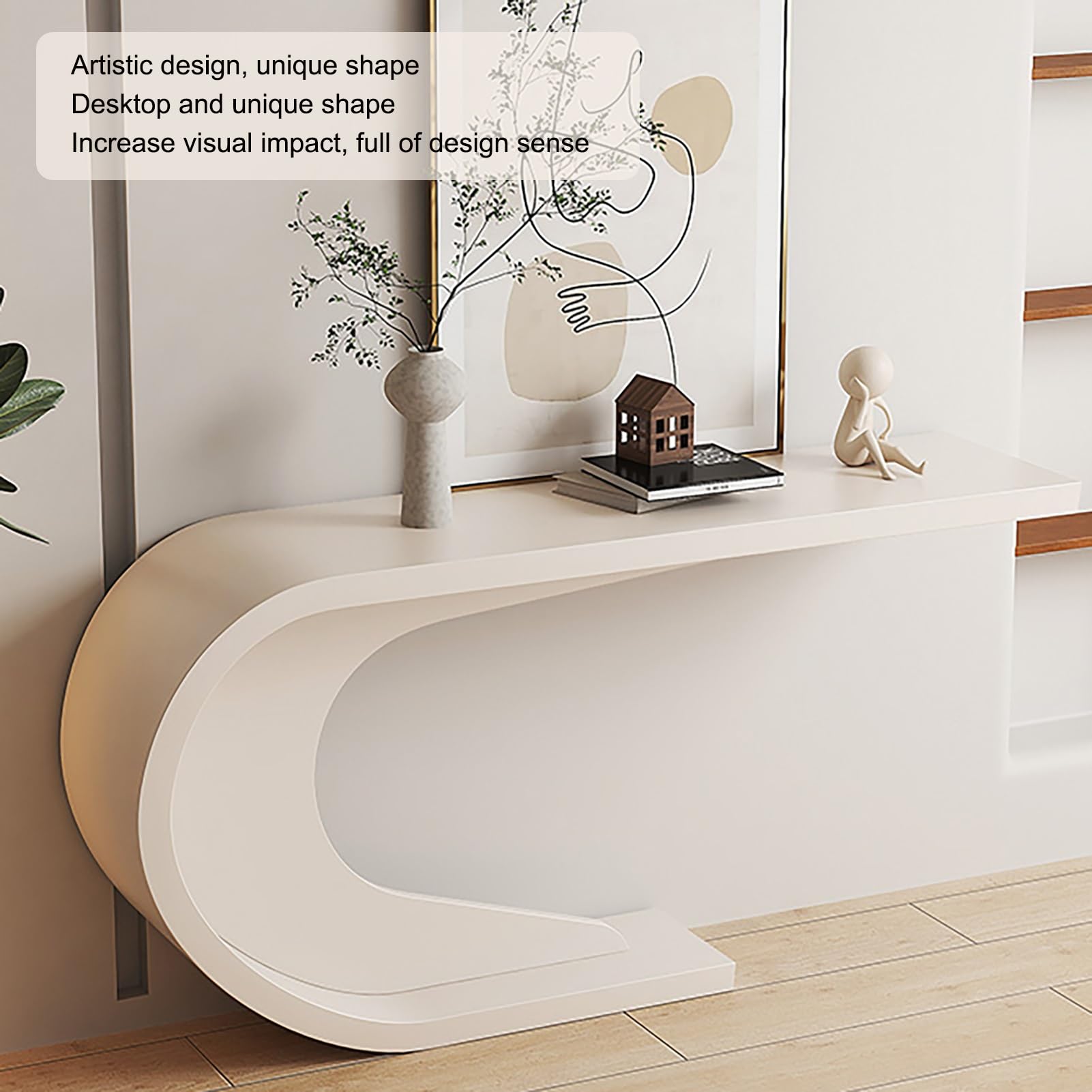 JHDXL Mesa Consola Moderna Entrada Recibidor, Mesa de Entrada con Marco geométrico de Metal, Mueble Recibidor para Sofá Estrecha para Entrada, Sala de Estar(Grey)