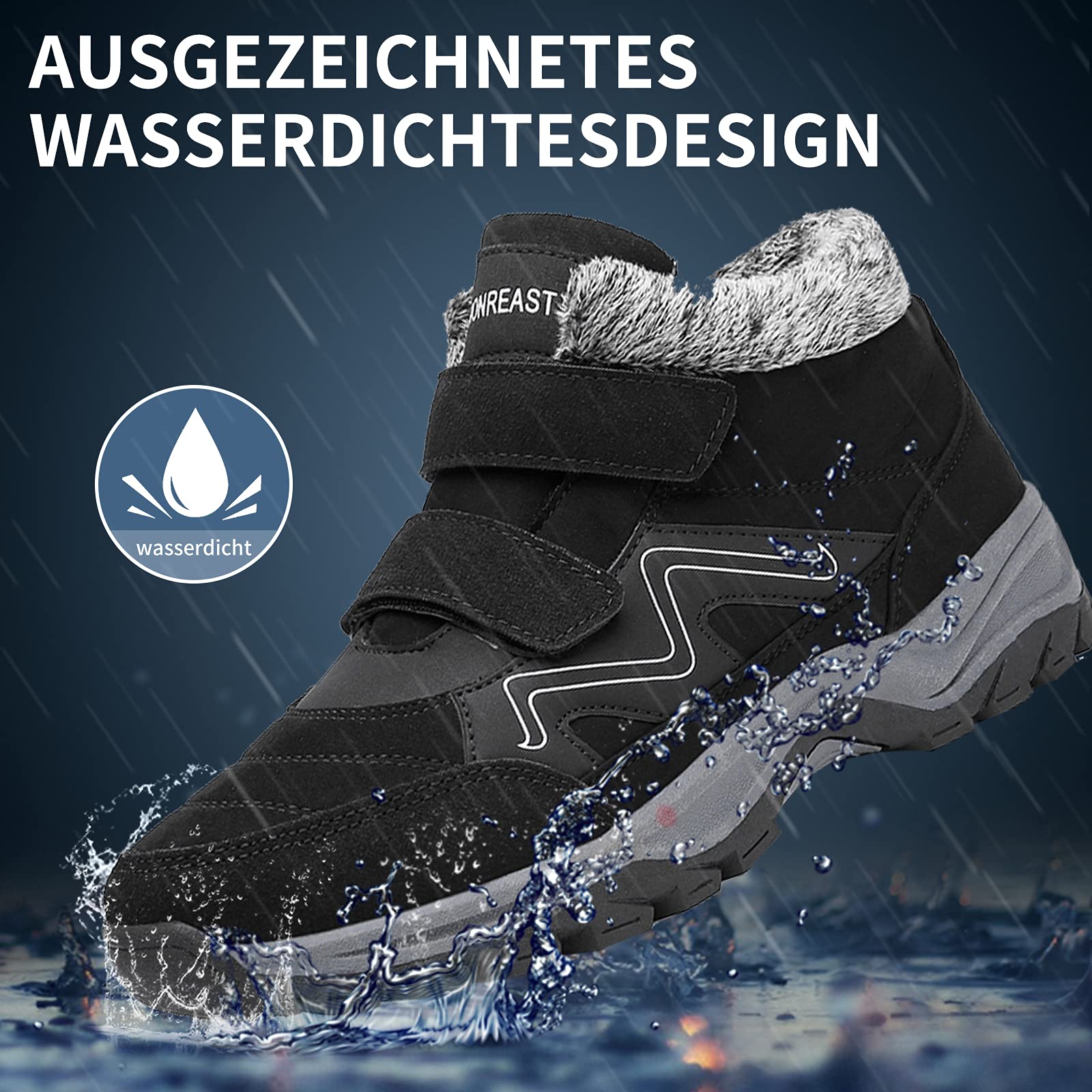 visionreast scarpe invernali Stivaletti da Neve Uomo Donna Caldo Cotone Pelliccia Outdoor Sneakers Allineato per velcro