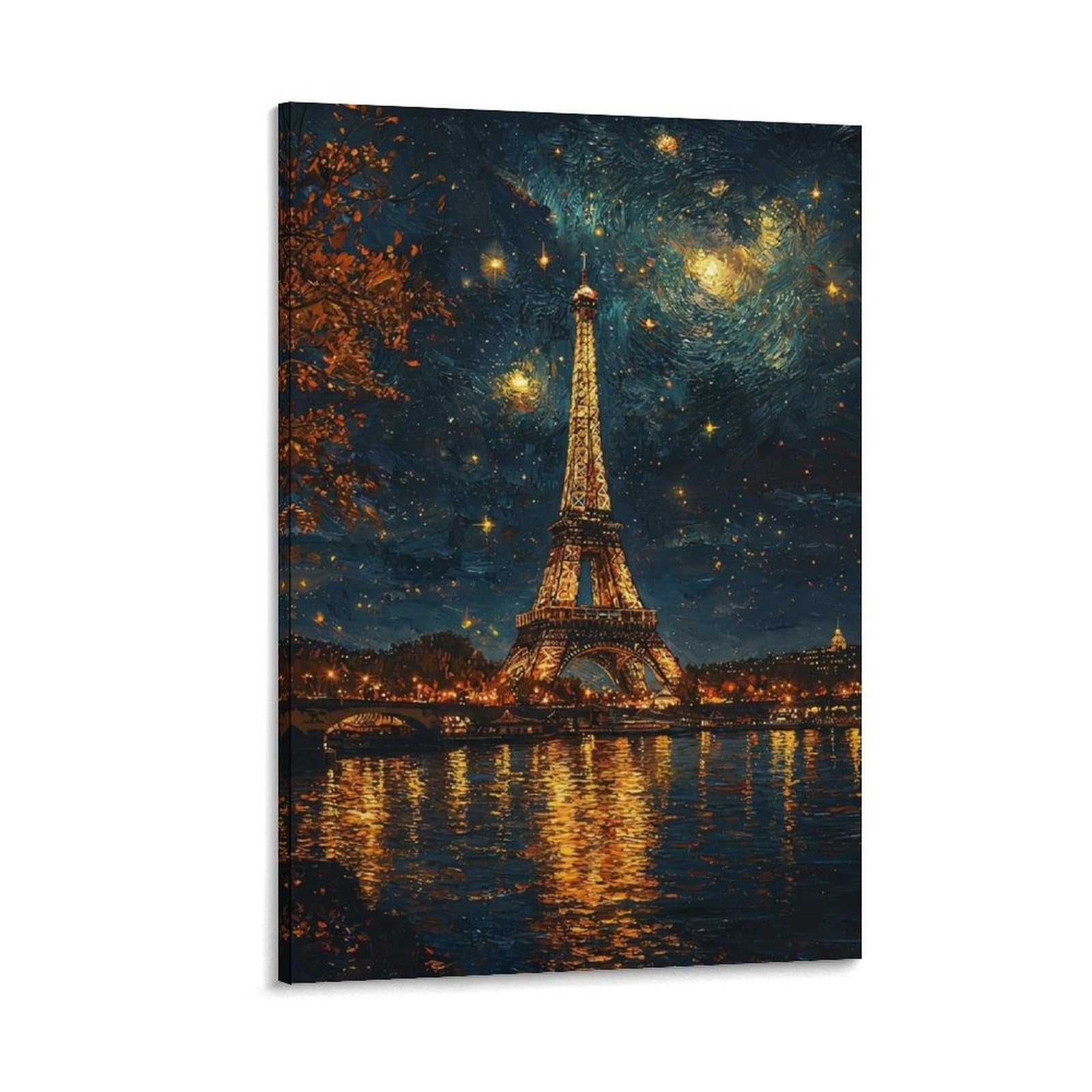 Eiffel Tower Night Wall Decor Poster Giclee Canvas Prints Modern Wall Art Picture Wall Hanging for Bathroom Wall Decor 12x18inch(30x45cm)