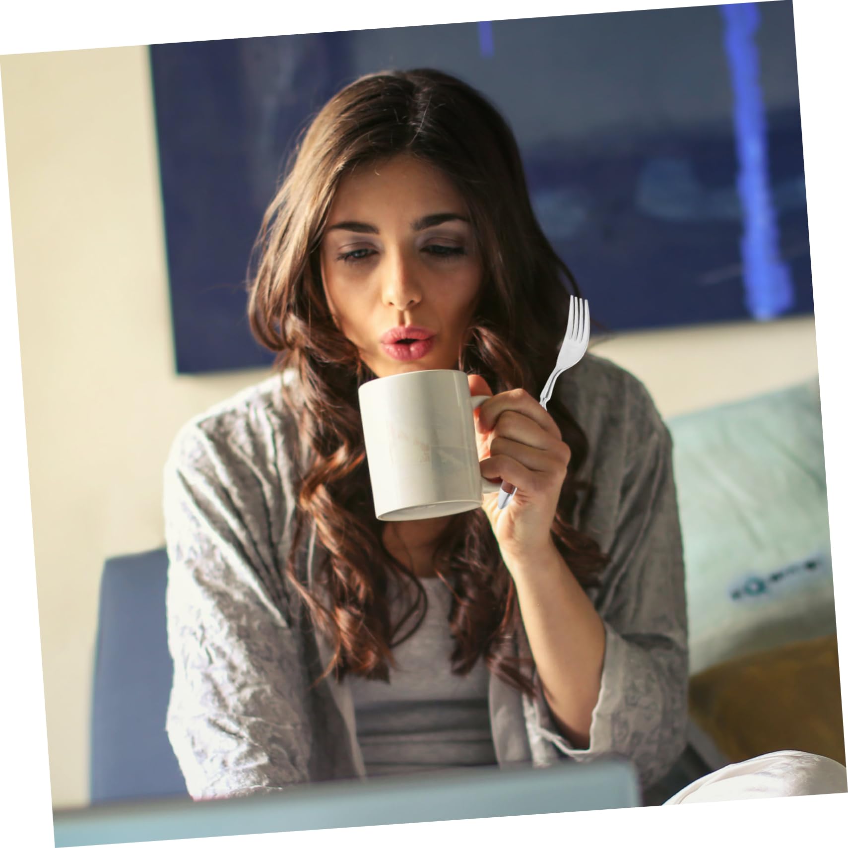 CIYODO Stainless Steel Dessert Fork Portable Tasting Forks with Handles for Ice Yogurt and Appetizers Elegant Cutlery for Cafes and Restaurants