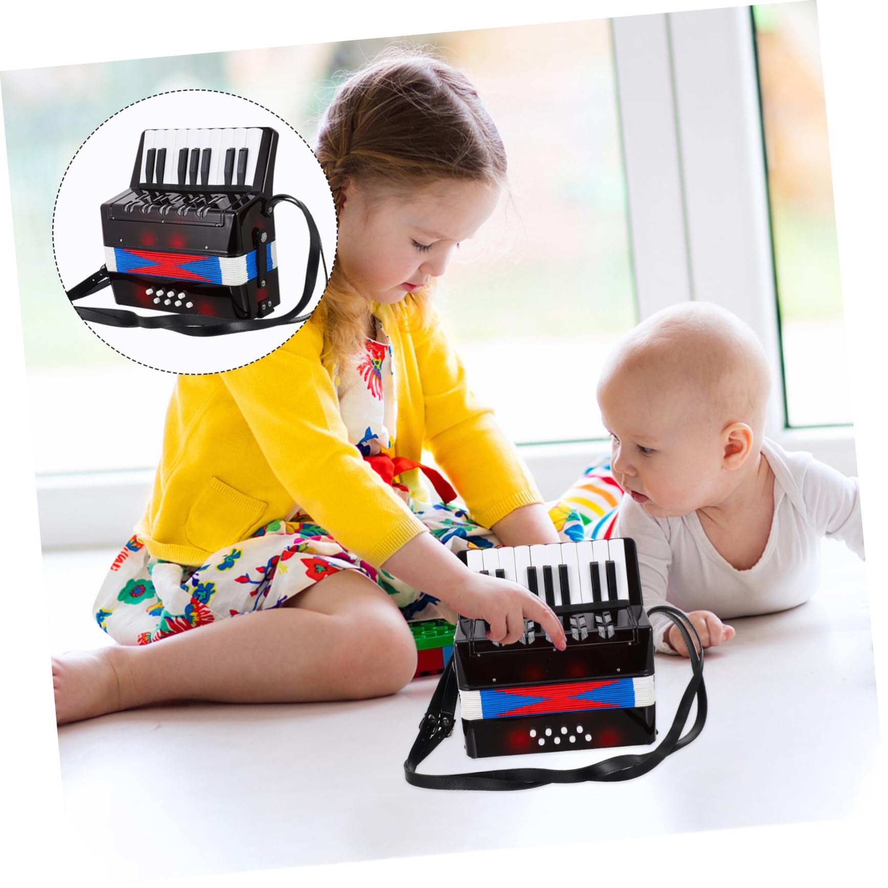 NOLITOY Strumento Musicale Organetto per Educativo Portatile Accordéon Leggero con Suono Chiaro per Sviluppo Cognitivo e Coordinazione Occhio Mano