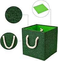 Vista 1 de Q-ST-51-4 - Cubos de almacenamiento plegables de tela color verde, cubos de almacenamiento, cestas de almacenamiento, cajones organizadores, caja