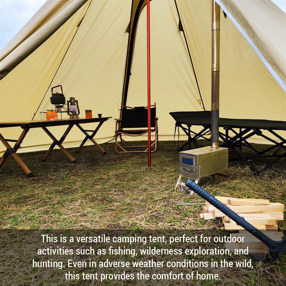 namiot kempingowy, 4-6-osobowy gorący namiot Tipi z kuchenką Jack Camping Pyramid Namiot tipi na kemping Wędrówki plecakiem
