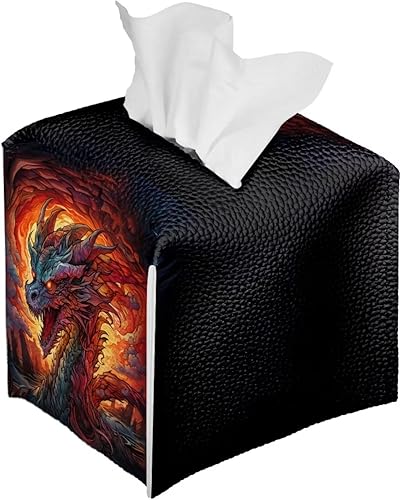 Miniatura 2 de Funda de pañuelos de dragón para caja de pañuelos de piel cuadrada, soporte para caja de pañuelos de papel de seda facial, organizador para baño,