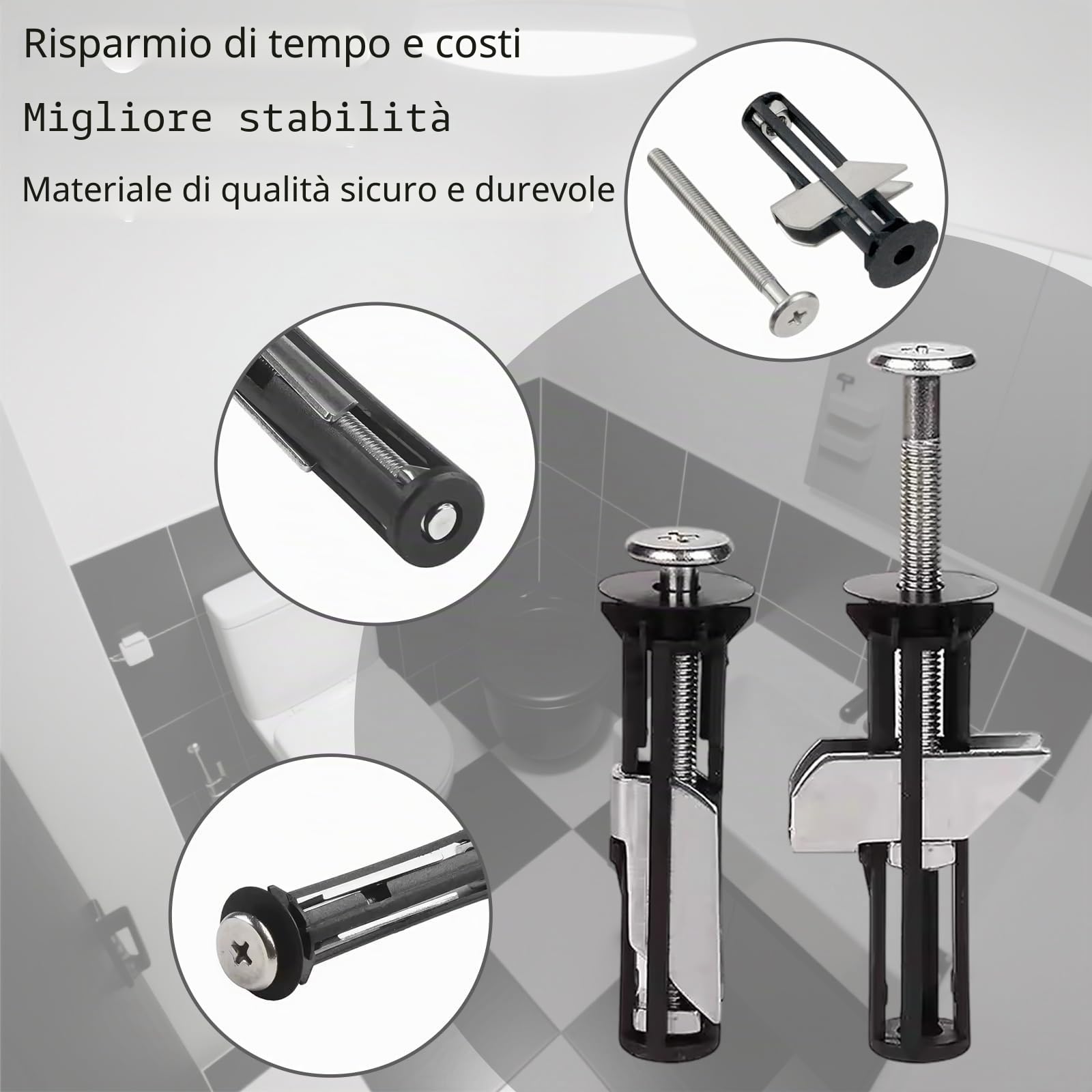 2 pezzi Kit di Bulloni per Sedile WC, Viti per Cerniere in Acciaio Inox, Kit di Viti di Ricambio per Sedile WC, Accessori per La Manutenzione del Coperchio del Wc, Facile da Installare