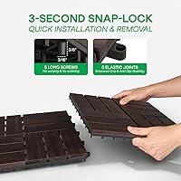 Vista 6 de Idzo Baldosas de Terraza Entrelazadas 9.6 PIES CUADRADOS - 10 PIEZAS Baldosas Impermeables de Madera de Acacia para Patio, Baldosas de Piso