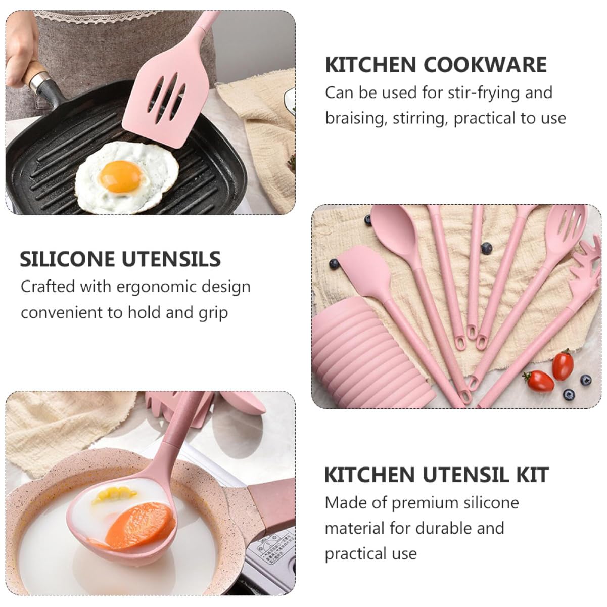 OUNONA Silikon Kochutensilien Mit Löffeln Und Schaufeln Für Suppen Und Geschirr Langlebiges Küchengeschirr Für Zuhause Und Restaurant