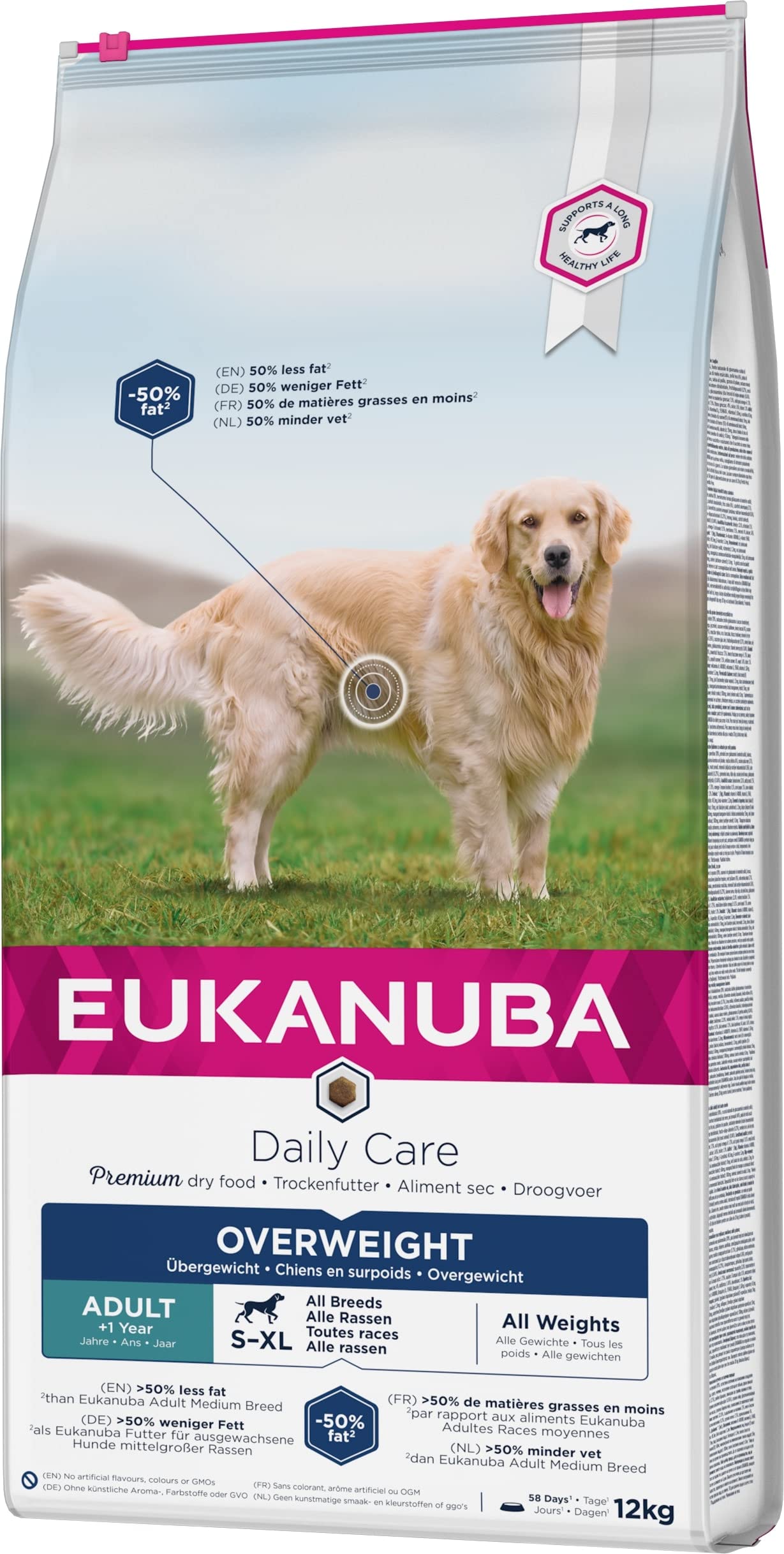 Eukanuba Daily Care Overweight / Sterilised Trockenfutter – Fettarmes Spezialfutter für übergewichtige oder kastrierte Hunde, 12 kg