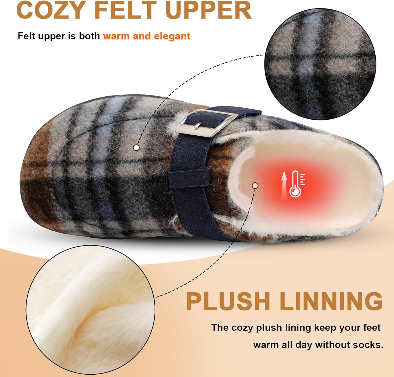 JOINFREE Womens Fuzzy Slippers Cozy Wide Mules Adjustable Diabetic Slippers Warm Memory Foam House Clogs Slipper Indoor Outdoor Potato Shoes for Edema Swollen Feet - Image 4