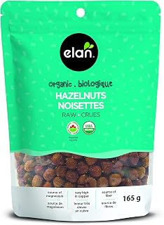 ELAN Organic Raw Hazelnuts, Non-GMO, Vegan, Gluten-Free, 165g