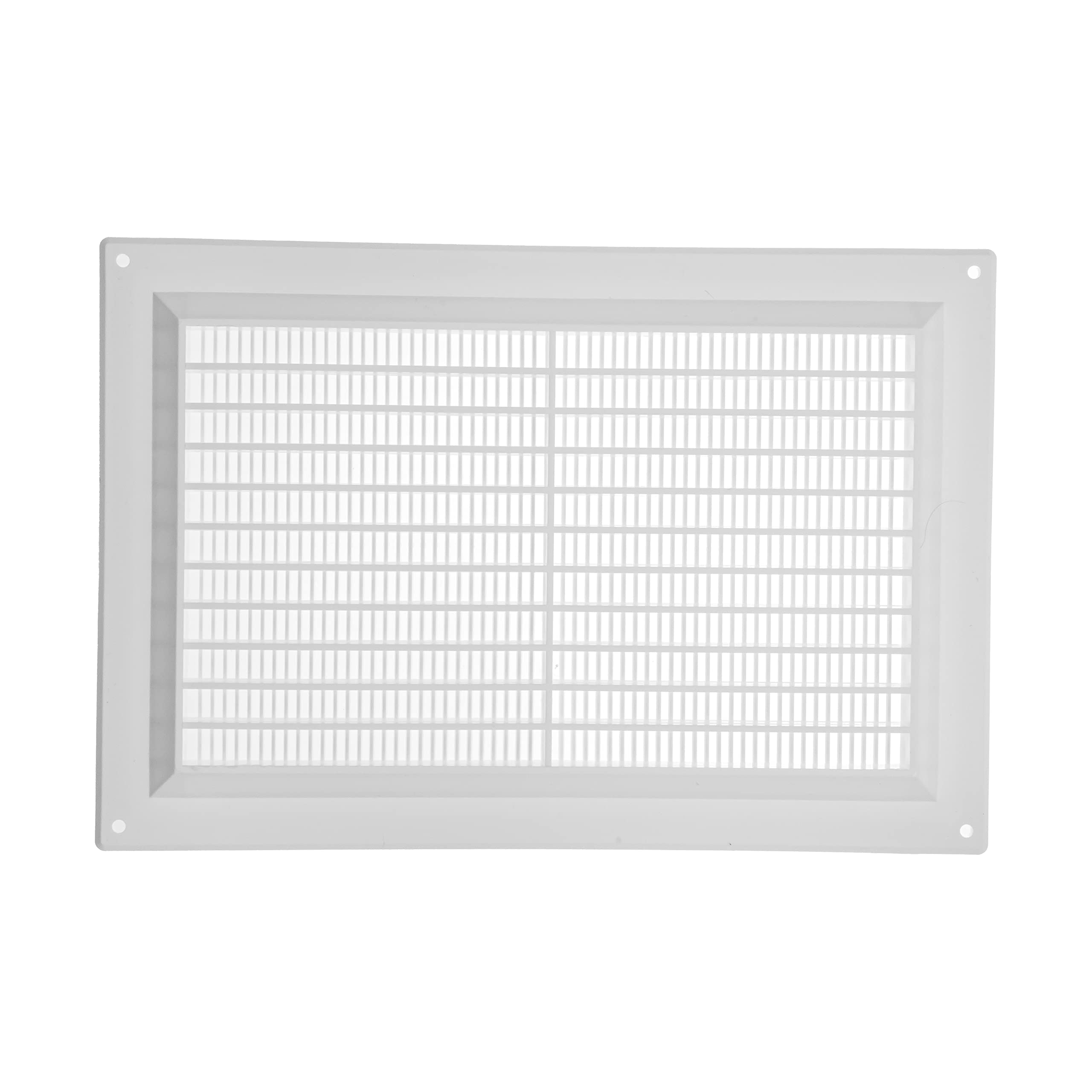 Vent Systems 250 x 170 mm / 10" x 7" Inch Rectangular Plastic Air Vent Cover, Louvered Wall Grille with Insect Mesh