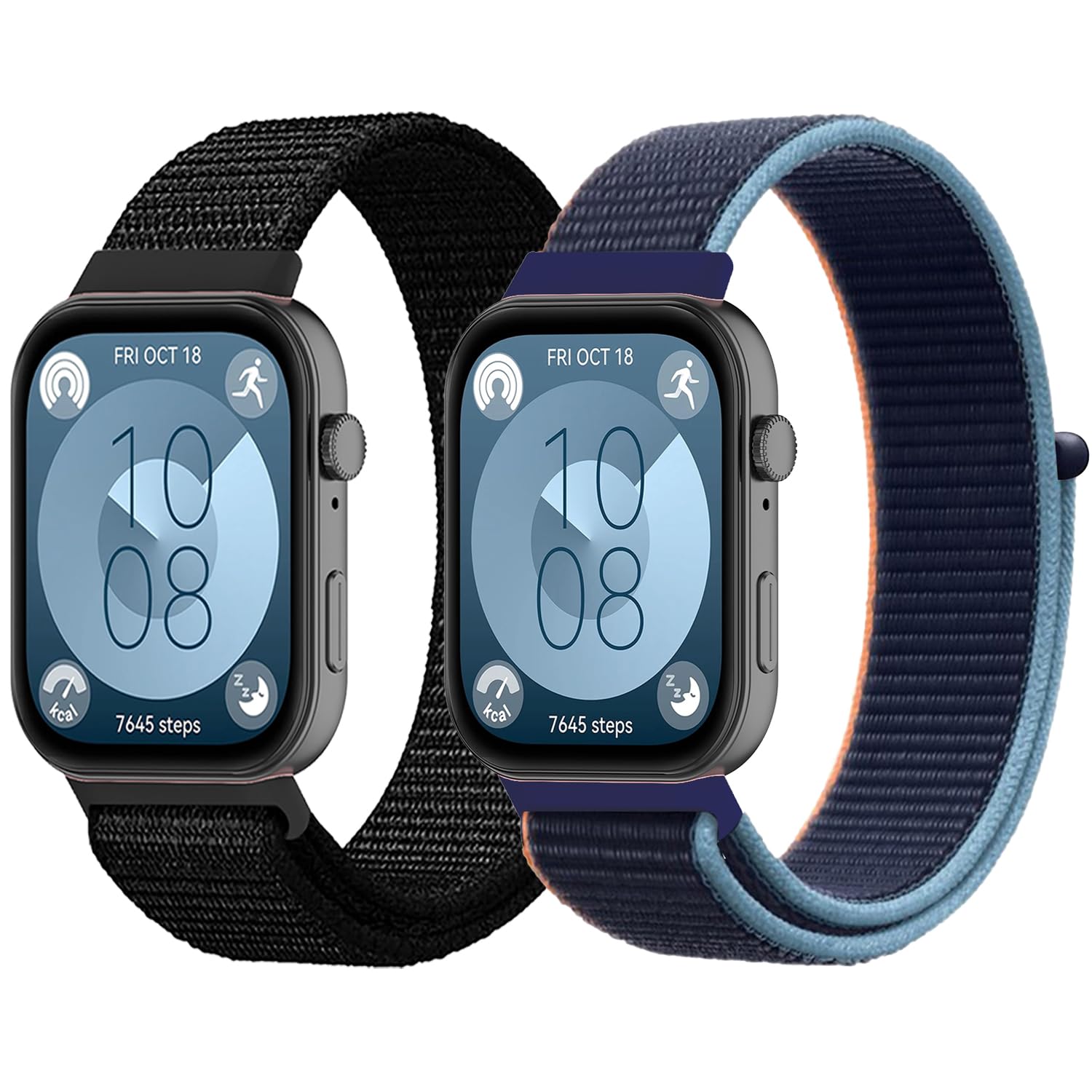 2 Packs Sport Loop Band Compatible with Huawei Watch Fit 4/ Fit 3 Sport Replacement Wristbands Intended Adjustable Strap Nylon Weave Women Men Stretchy Braided Wristband Breathable