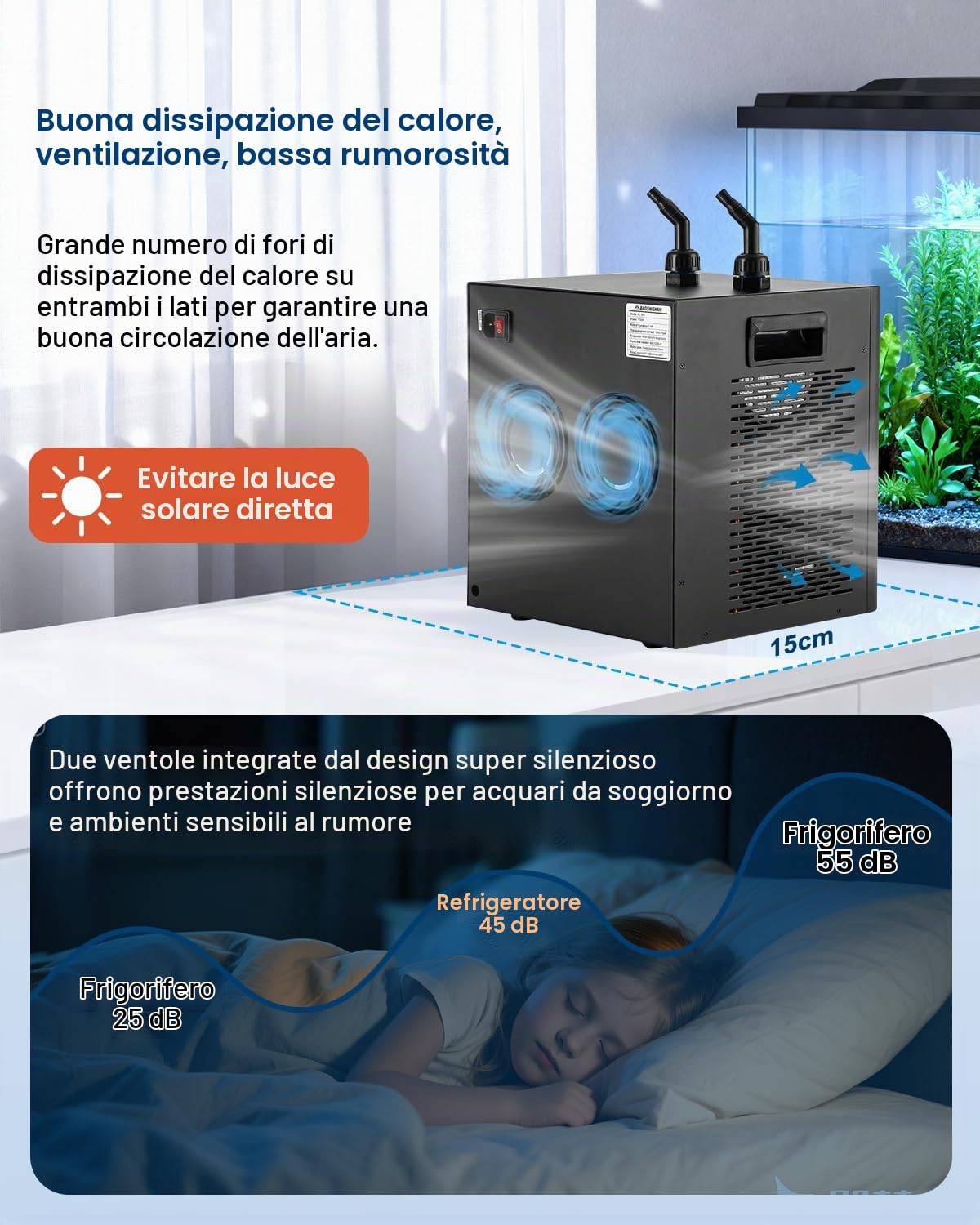 BAOSHISHAN Refrigeratore per acquari Refrigeratore d'Acqua per vasche per Pesci, 300 Litri per acquari d'Acqua Dolce/salata