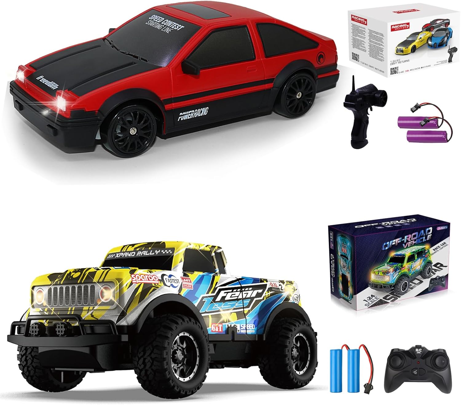 Remote Control Car, Light Up RC Car Toys, 2.4GHz 124 Scale