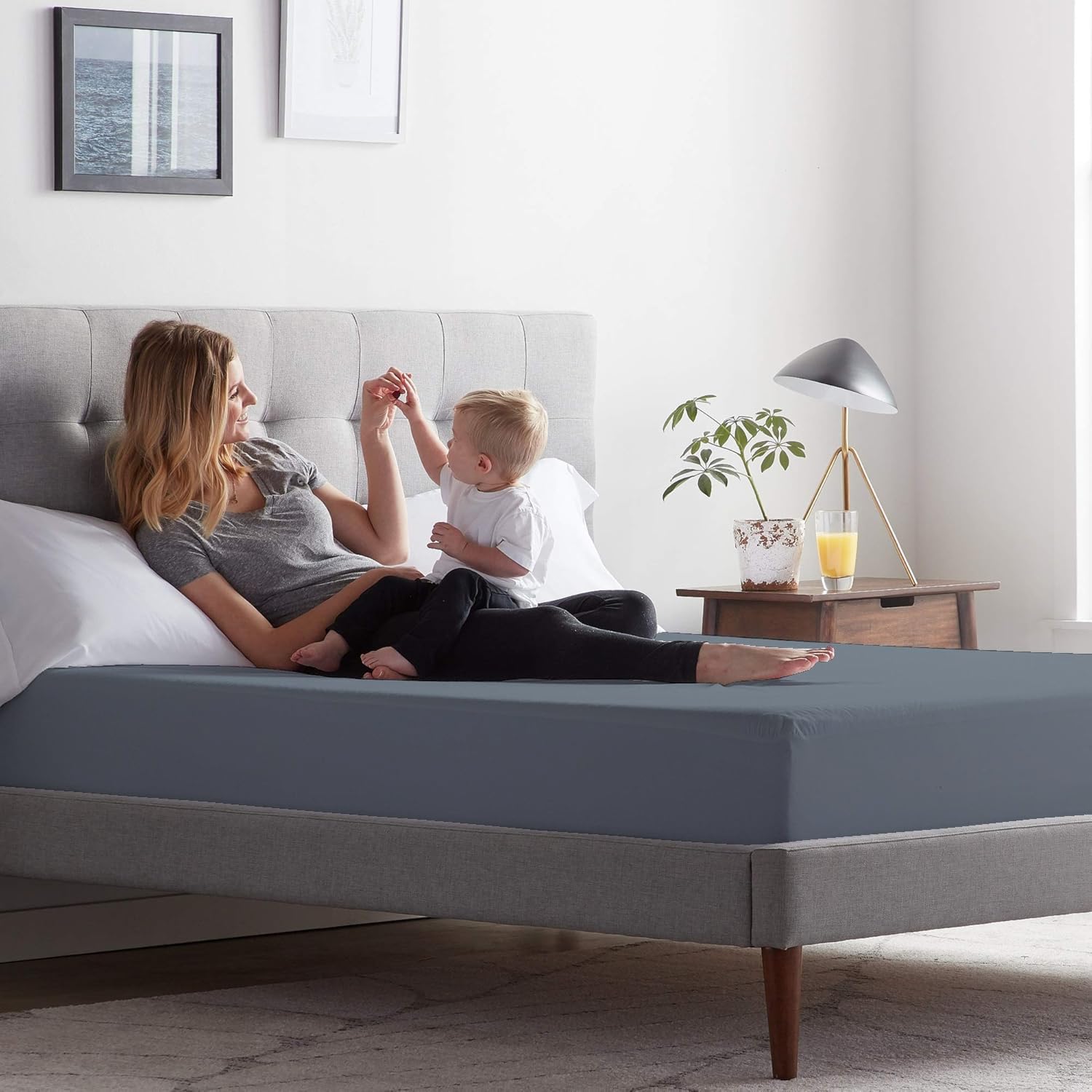 Trance Home Linen Premium Bamboo 100% Waterproof Mattress Protector | Hypoallergenic Breathable Elastic Fitted Mattresses | Bed Cover King Size (75x72 inch | 6.25x6 ft,Grey | Fits Upto 10 Inches)-image-22
