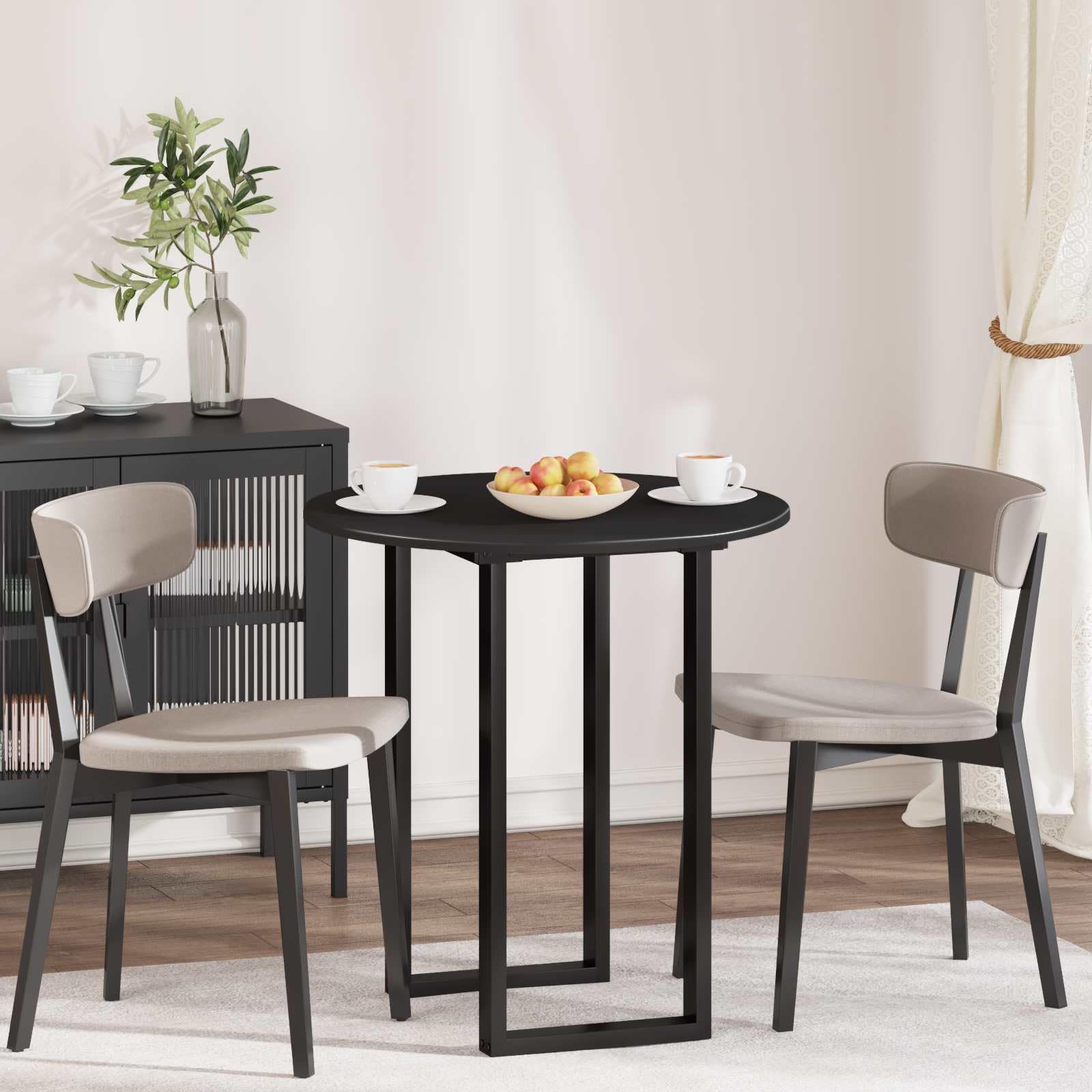Tavolo rotondo da 70 cm in legno di ingegneria nero