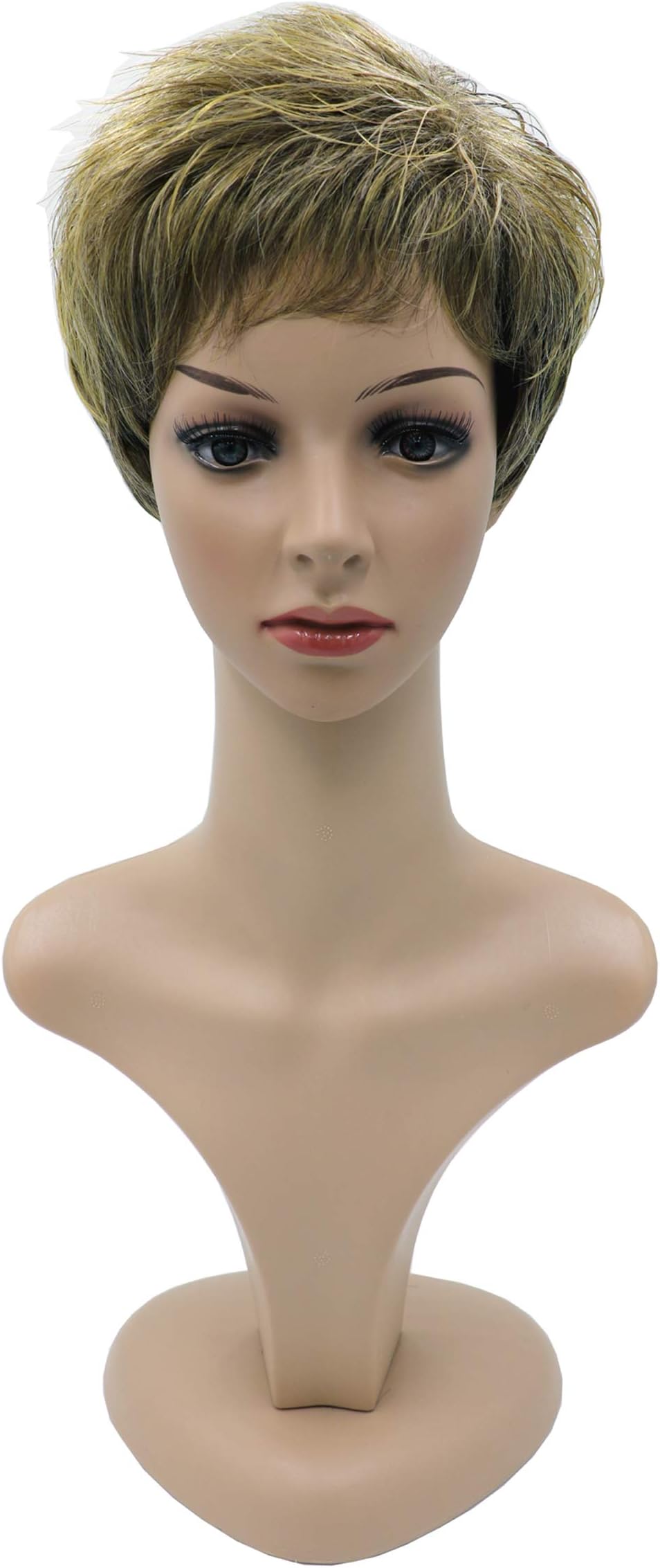 NEWPECKGirls Flaxen Gold Wig Short Curly Linen Gold Wig Cap Cosplay Wig For Women Blanche Wig