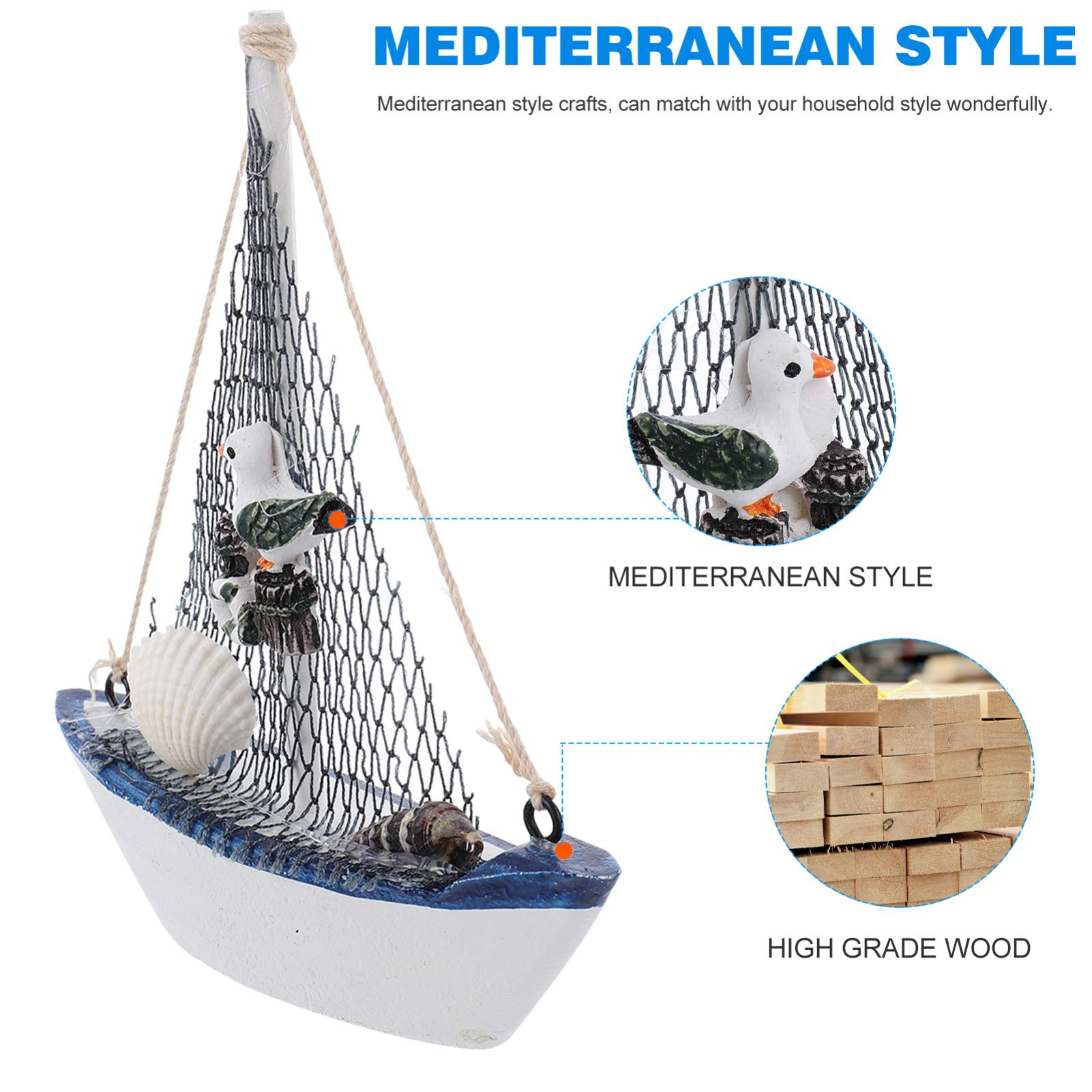 Déco Voilier Bois Blanc et Bleu Marine | Décoration Thème Mer Déco Voilier Bois Blanc et Bleu Marine | Décoration Thème Mer