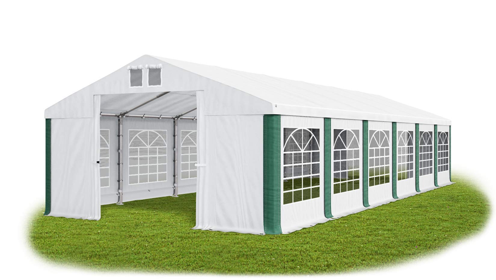 Summer SD Partyzelt 6x12m – Hochwertiges Gartenzelt Mit 560g/m² PVC-Plane, Wasserdicht, Weiß-grün